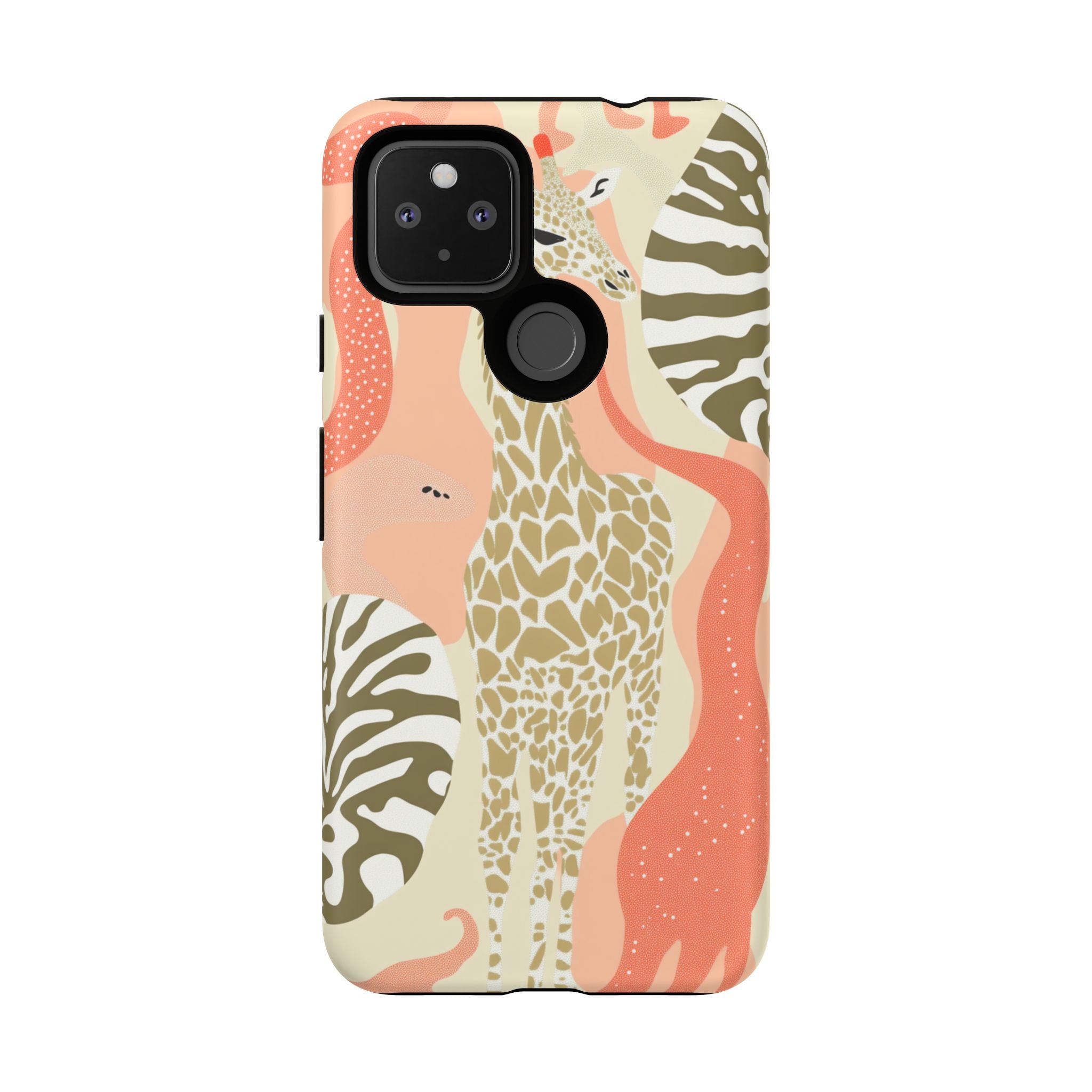 Stylish Phone Case with Giraffe and Abstract Design