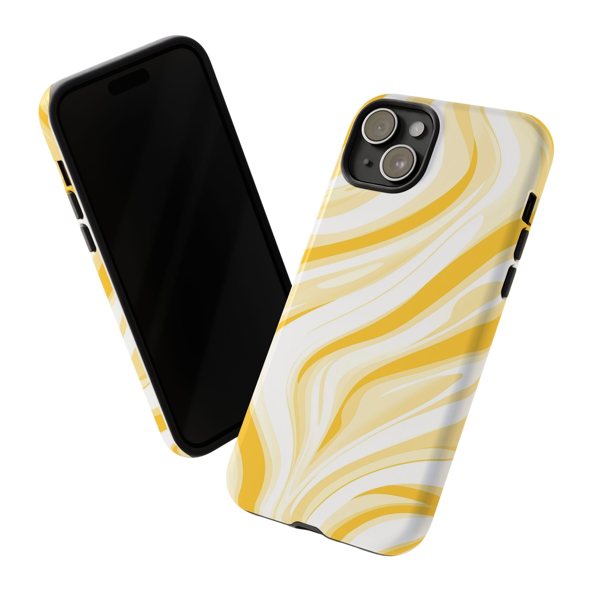 Stylish Phone Case with Yellow Marble Design