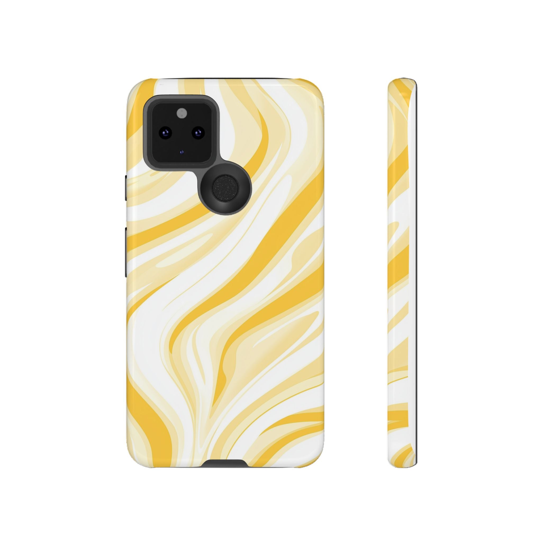 Stylish Phone Case with Yellow Marble Design