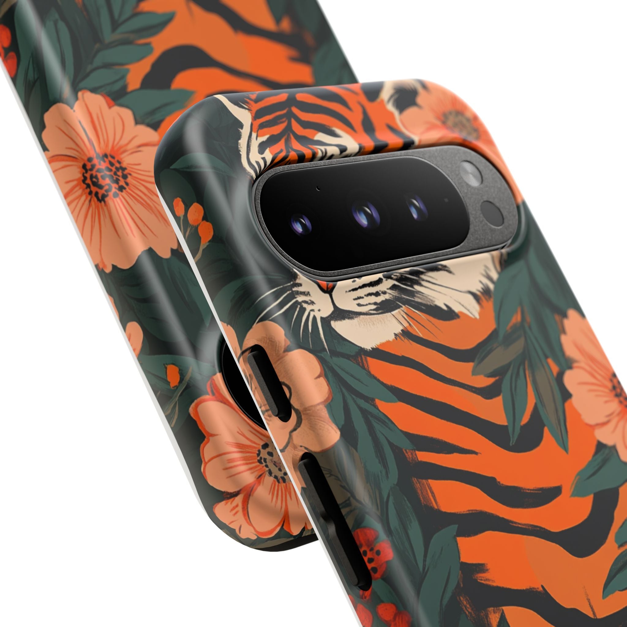 Tough Cases: Floral Tiger Phone Case