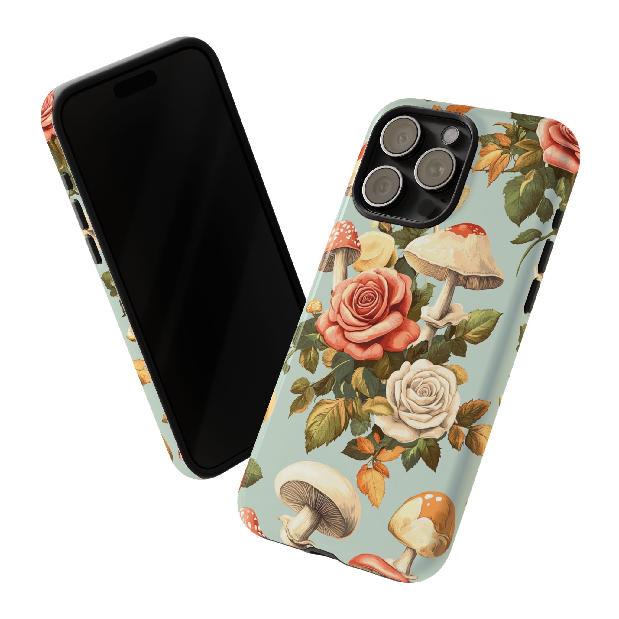 Floral Phone Case - Tough Cases with Mushroom and Rose