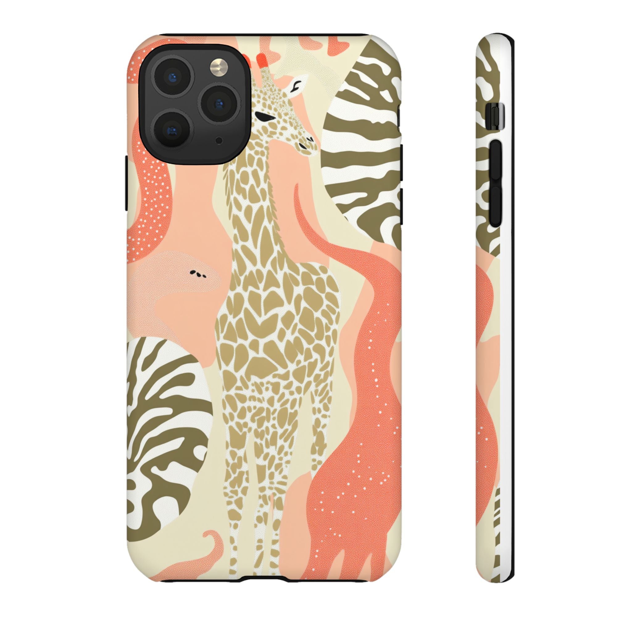 Stylish Phone Case with Giraffe and Abstract Design