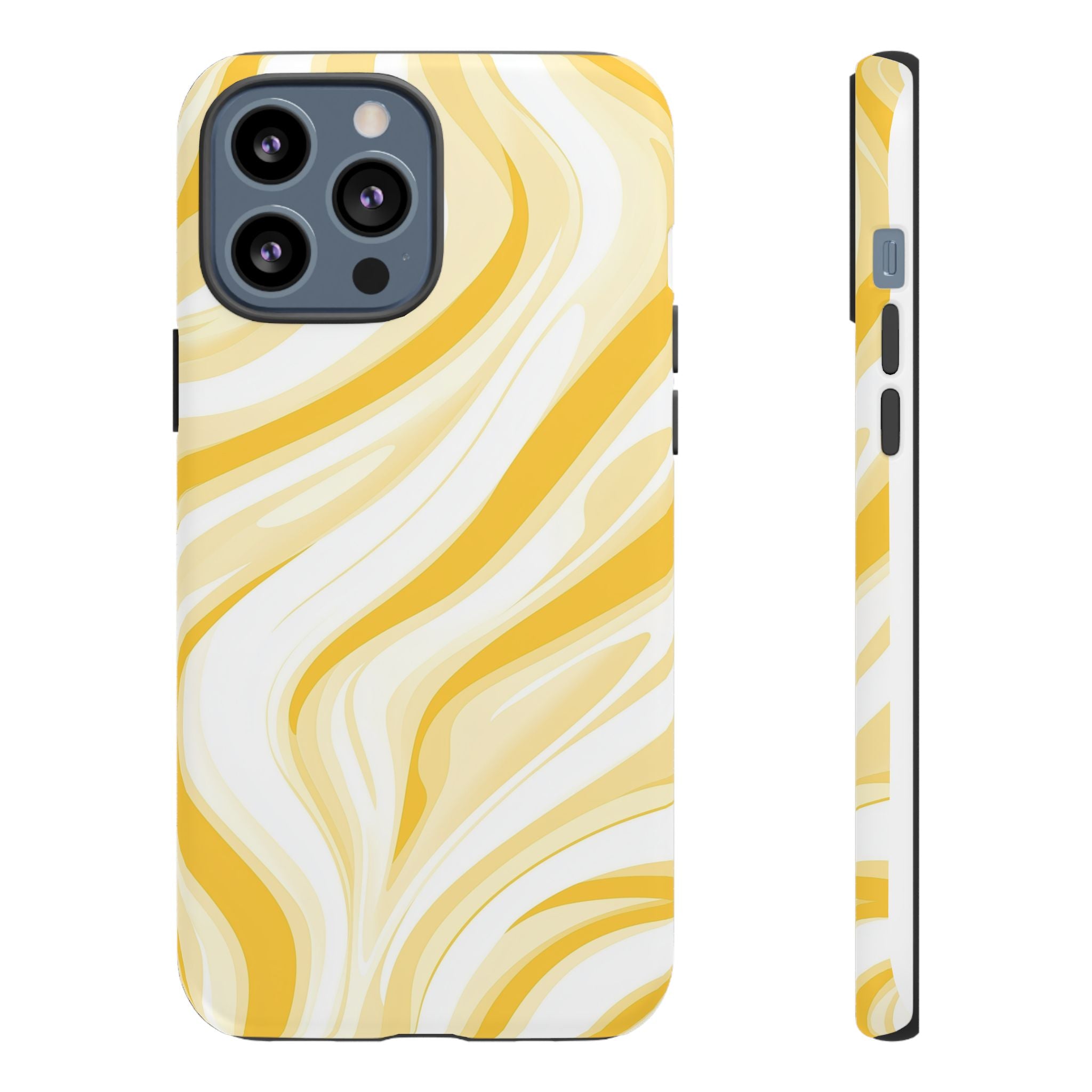 Stylish Phone Case with Yellow Marble Design