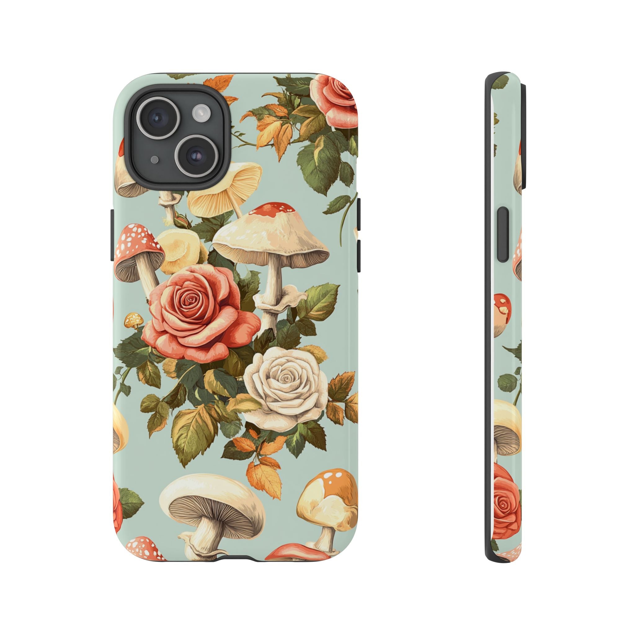 Floral Phone Case - Tough Cases with Mushroom and Rose