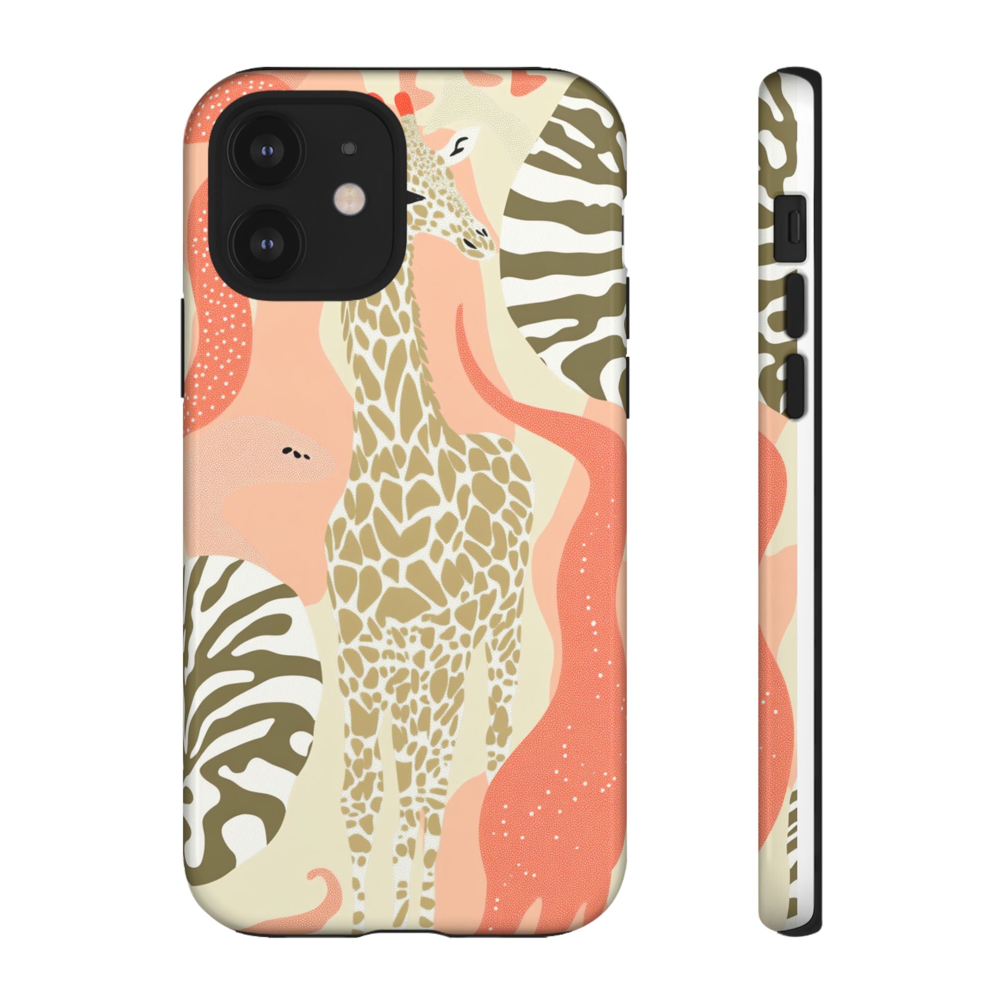 Stylish Phone Case with Giraffe and Abstract Design