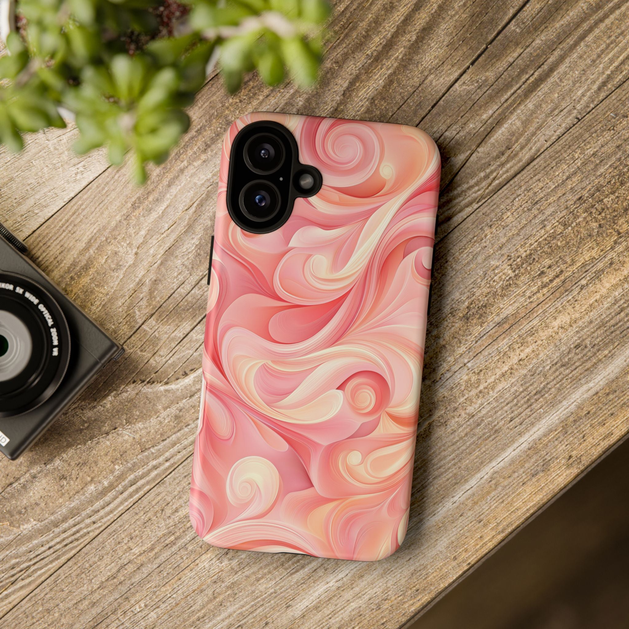 Stylish Phone Case - Tough Cases with Abstract Pink Swirls