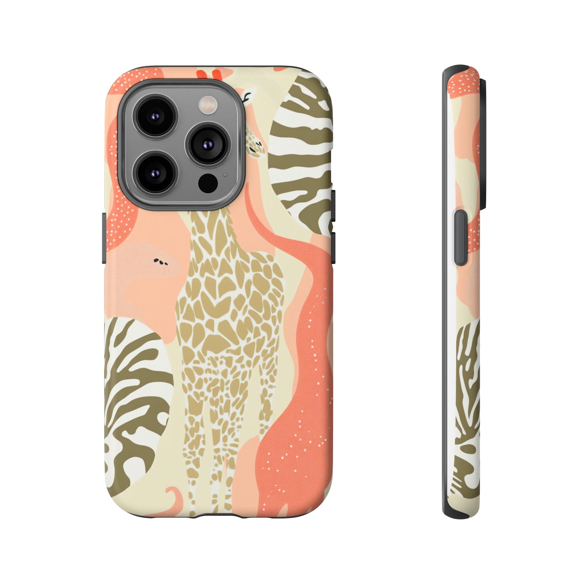 Stylish Phone Case with Giraffe and Abstract Design