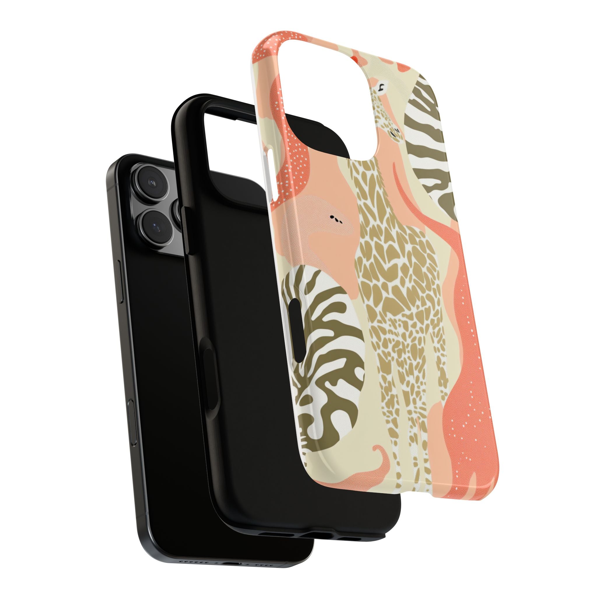 Stylish Phone Case with Giraffe and Abstract Design