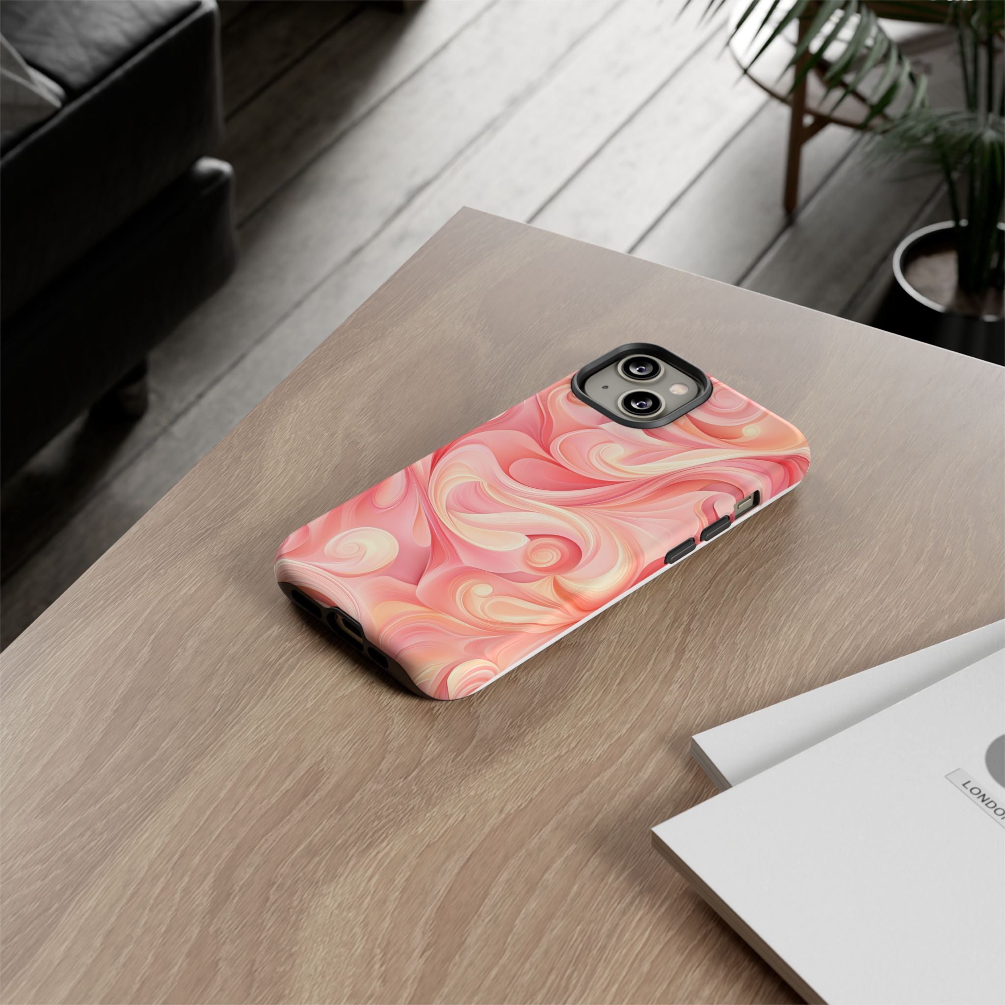 Stylish Phone Case - Tough Cases with Abstract Pink Swirls