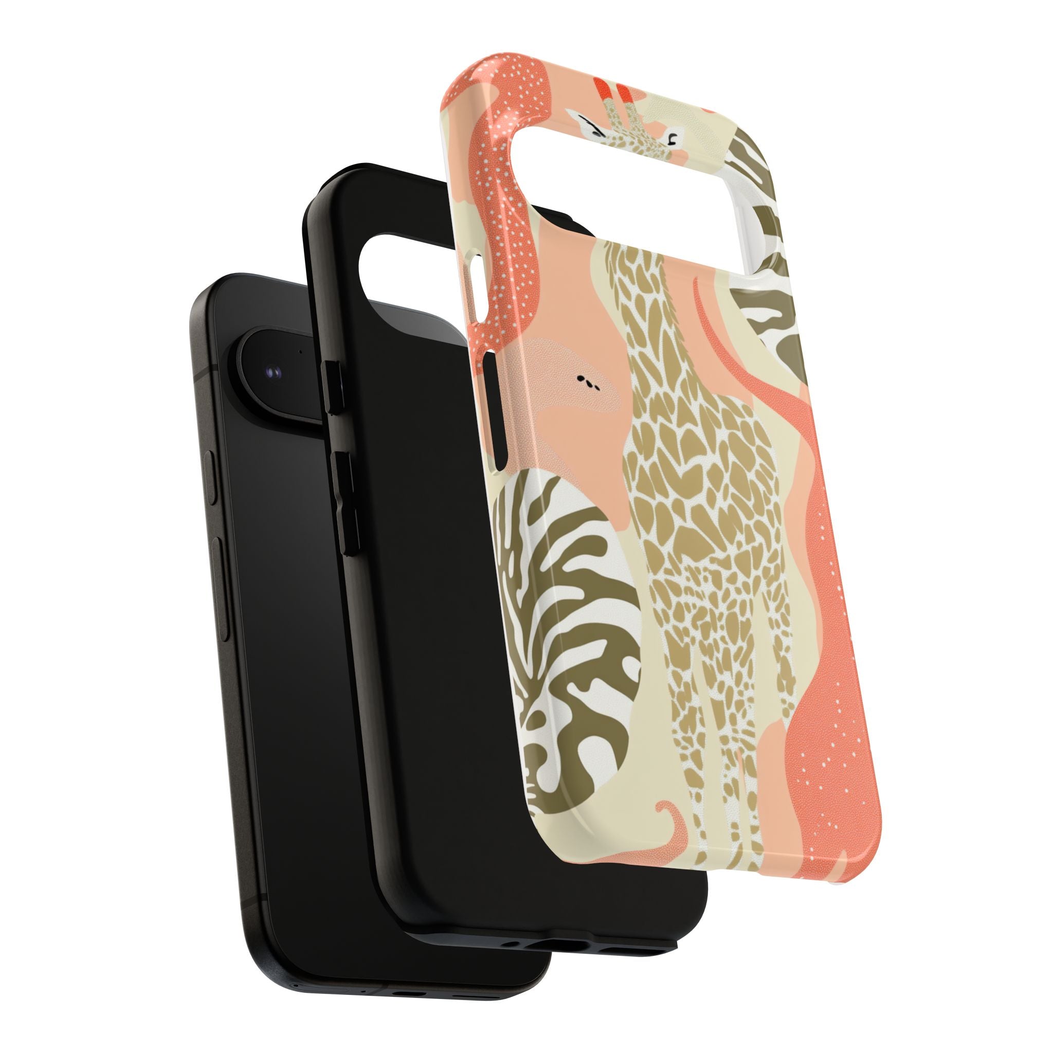 Stylish Phone Case with Giraffe and Abstract Design