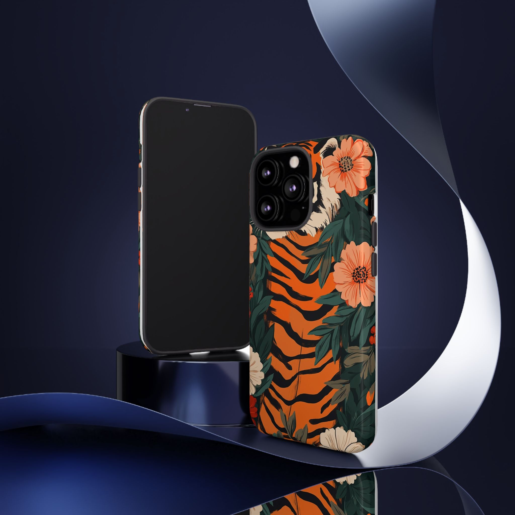 Tough Cases: Floral Tiger Phone Case