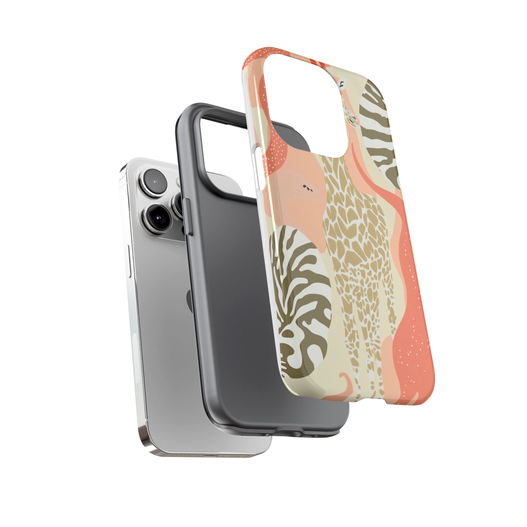 Stylish Phone Case with Giraffe and Abstract Design