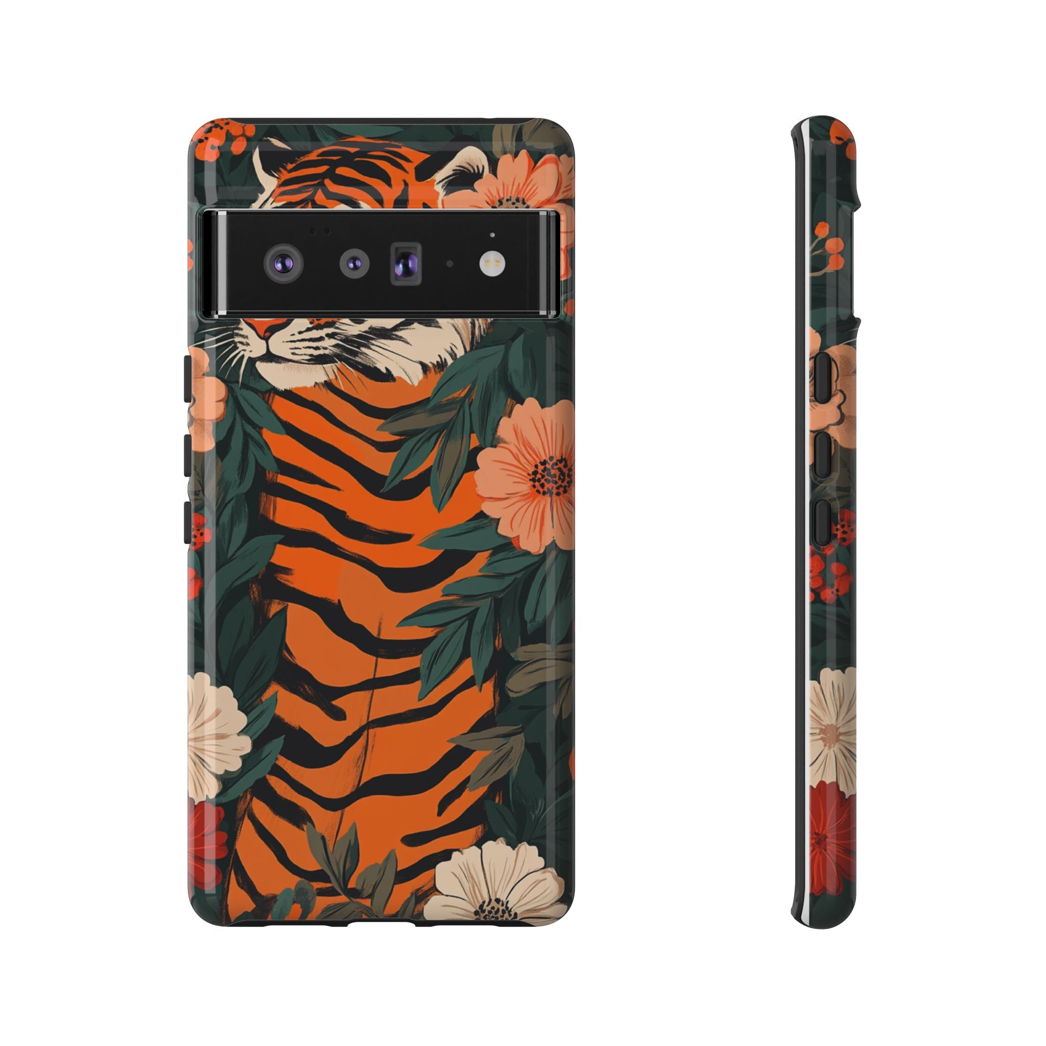 Tough Cases: Floral Tiger Phone Case