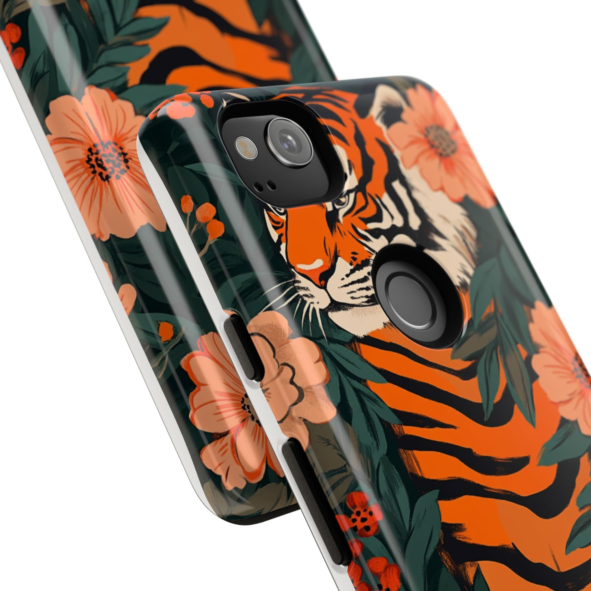 Tough Cases: Floral Tiger Phone Case