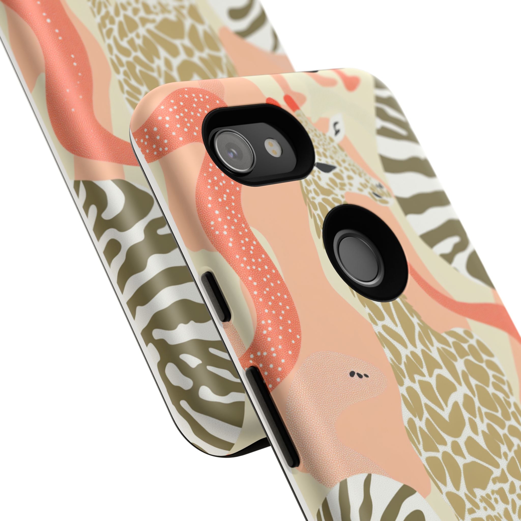 Stylish Phone Case with Giraffe and Abstract Design