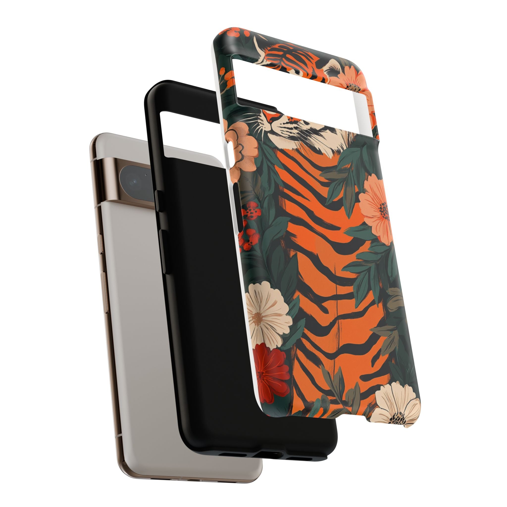 Tough Cases: Floral Tiger Phone Case