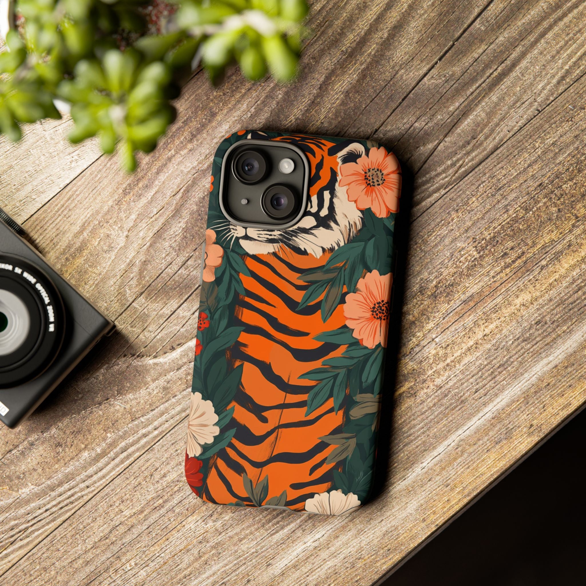 Tough Cases: Floral Tiger Phone Case