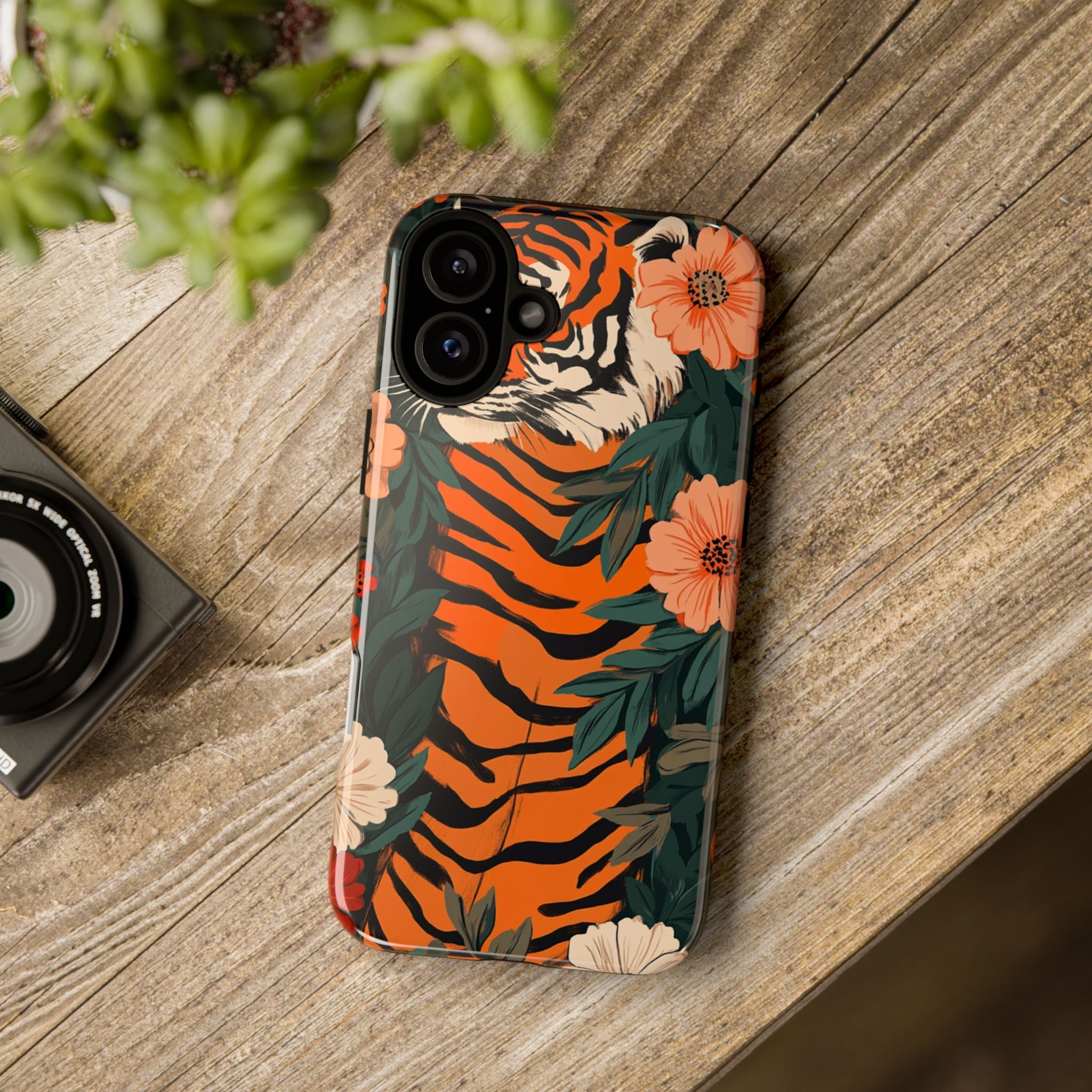 Tough Cases: Floral Tiger Phone Case