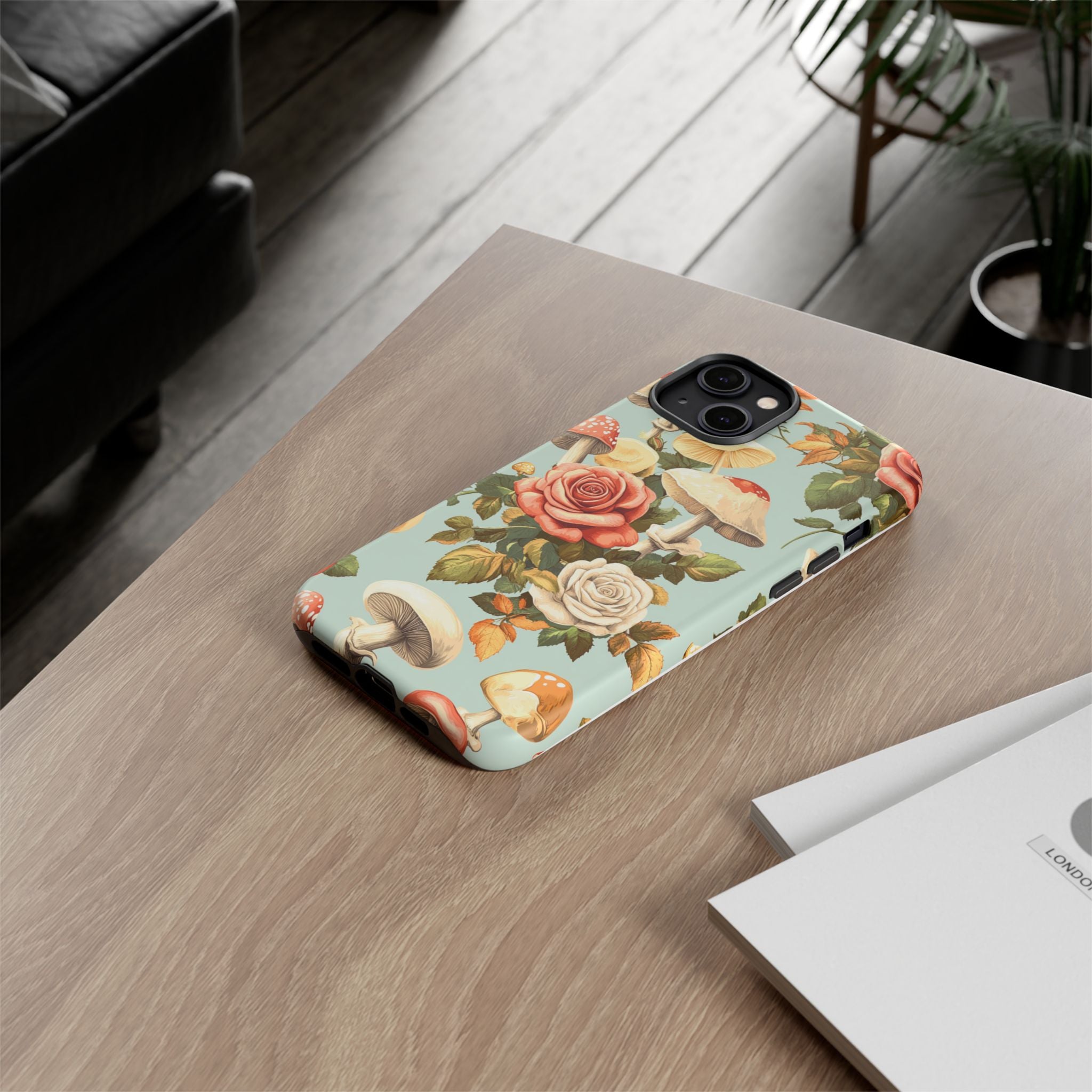 Floral Phone Case - Tough Cases with Mushroom and Rose