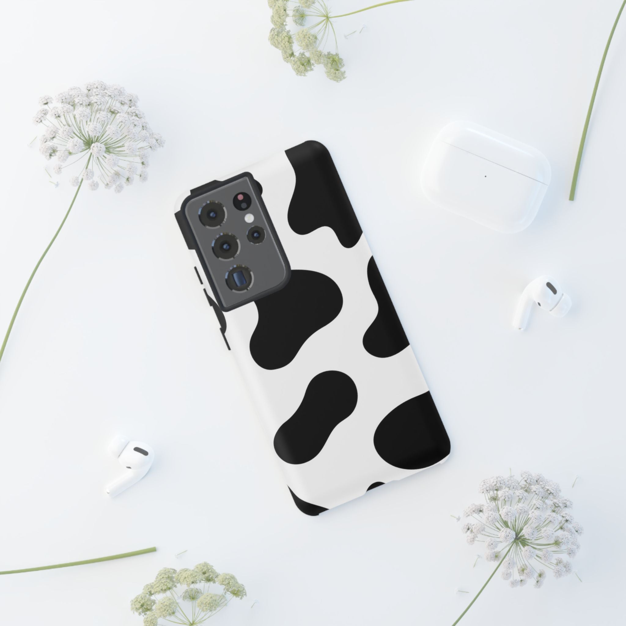 Black and White Cow Print Phone Case, Cute Tough Cases, Animal Print Case, Stylish Smartphone Accessories, Cow Lover Gift