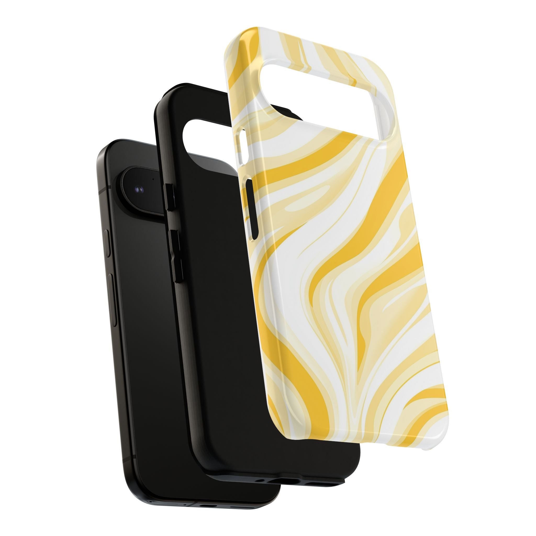 Stylish Phone Case with Yellow Marble Design