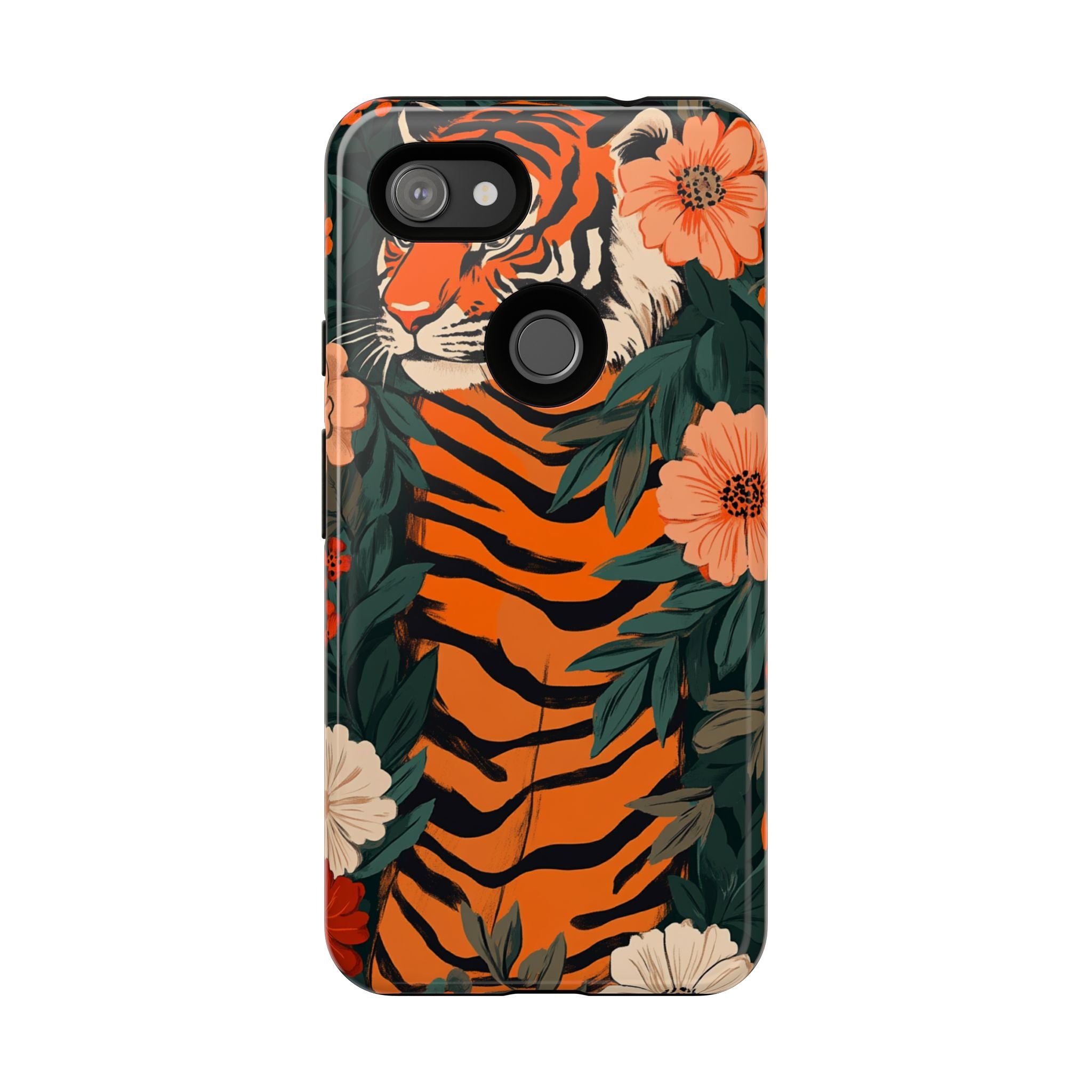 Tough Cases: Floral Tiger Phone Case