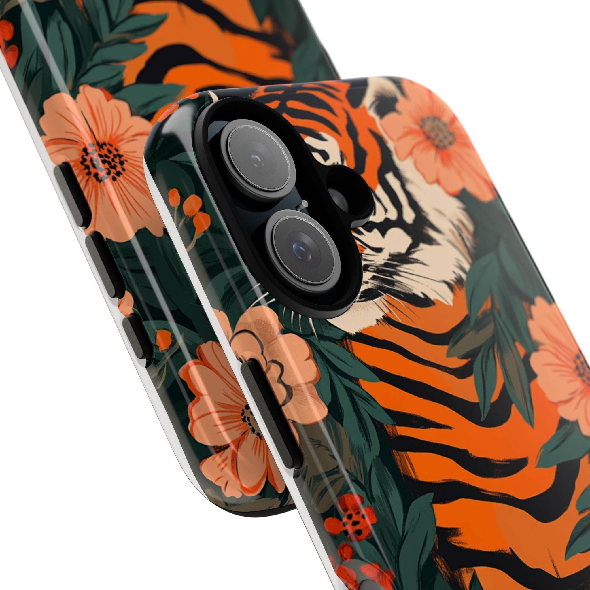 Tough Cases: Floral Tiger Phone Case