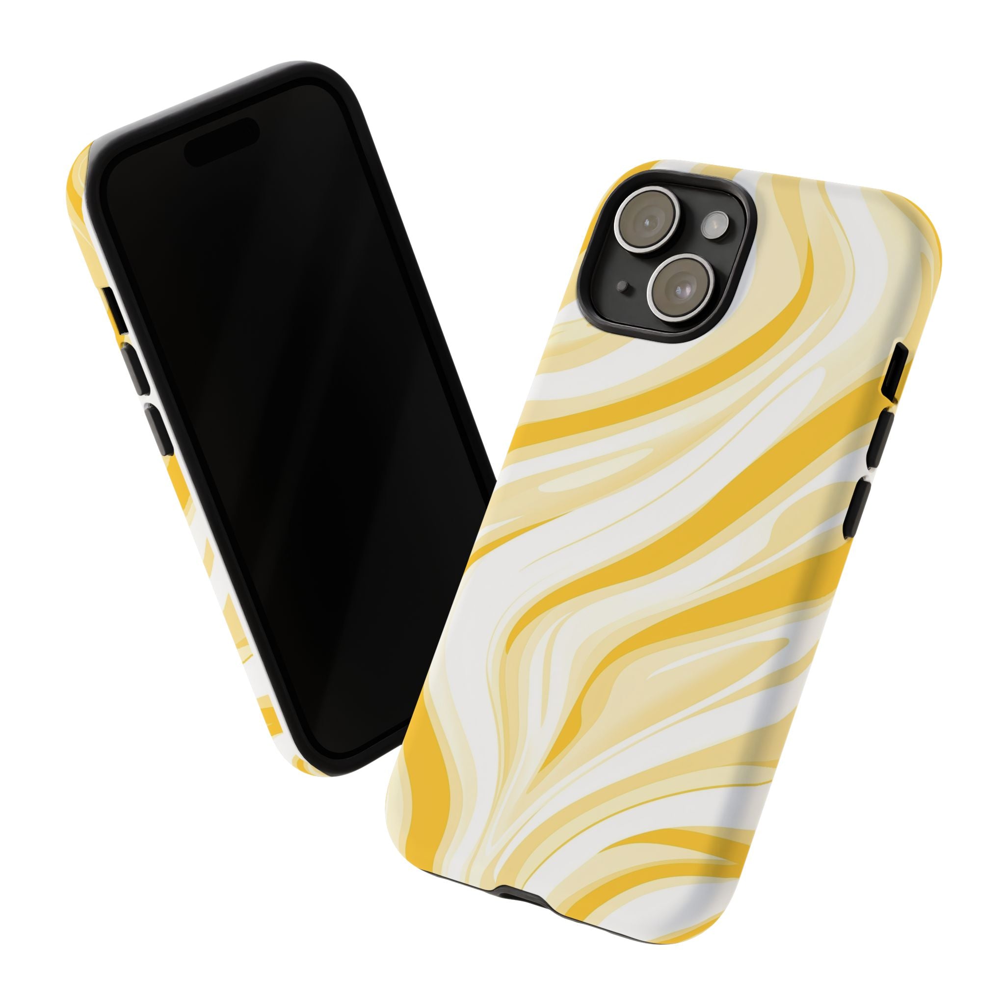 Stylish Phone Case with Yellow Marble Design