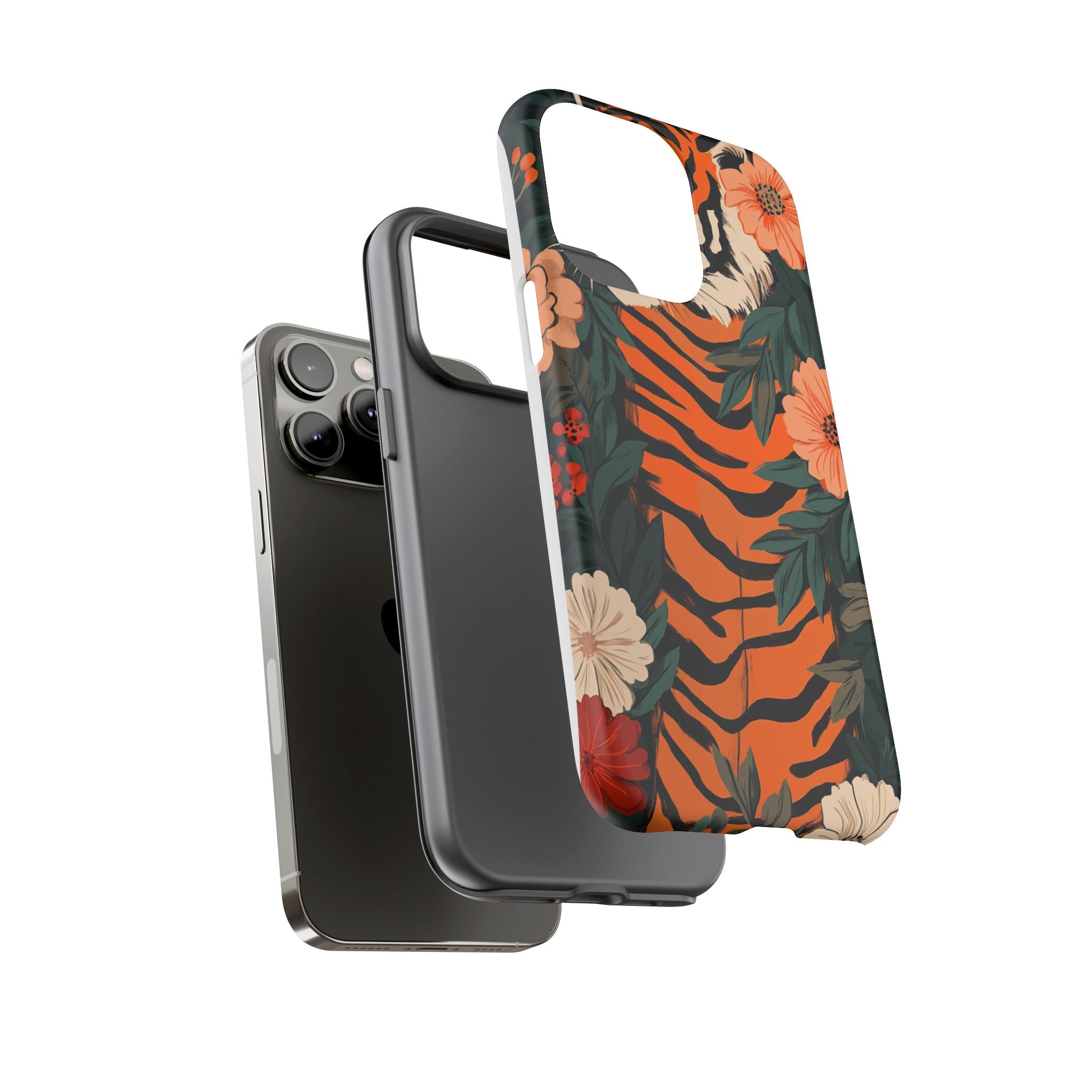 Tough Cases: Floral Tiger Phone Case