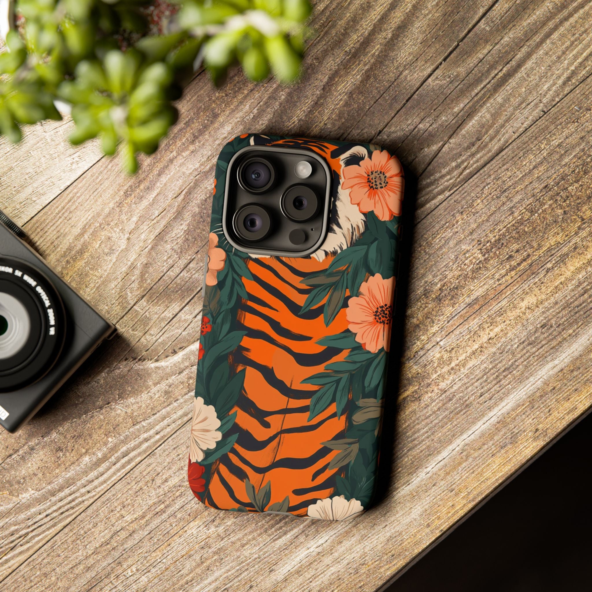 Tough Cases: Floral Tiger Phone Case