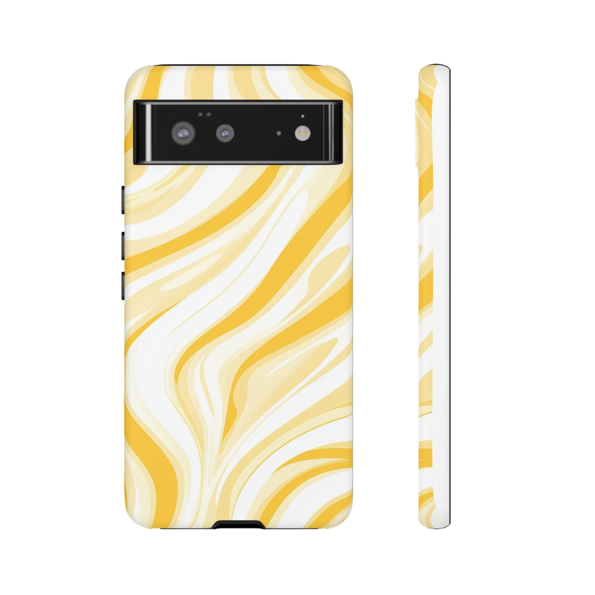 Stylish Phone Case with Yellow Marble Design