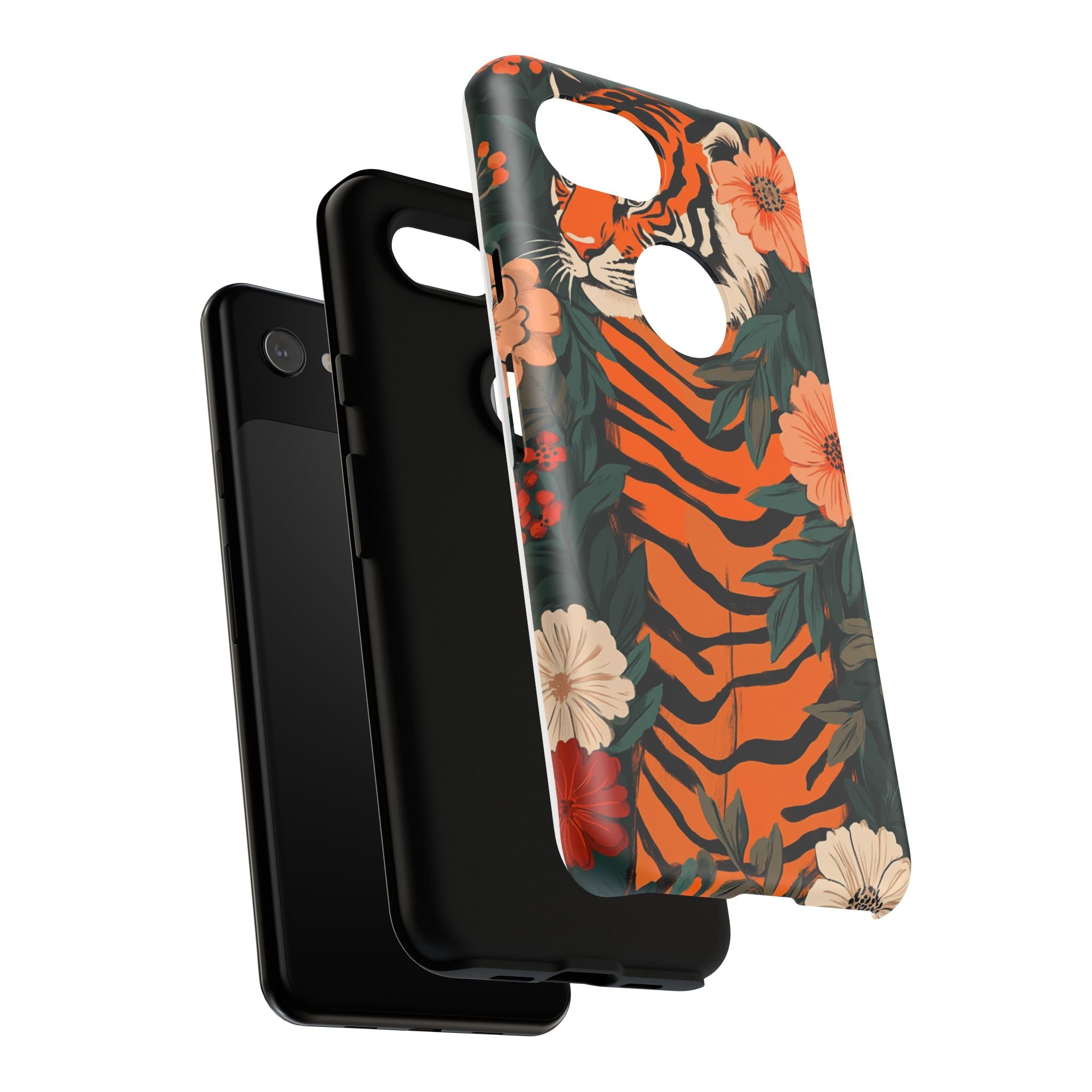Tough Cases: Floral Tiger Phone Case