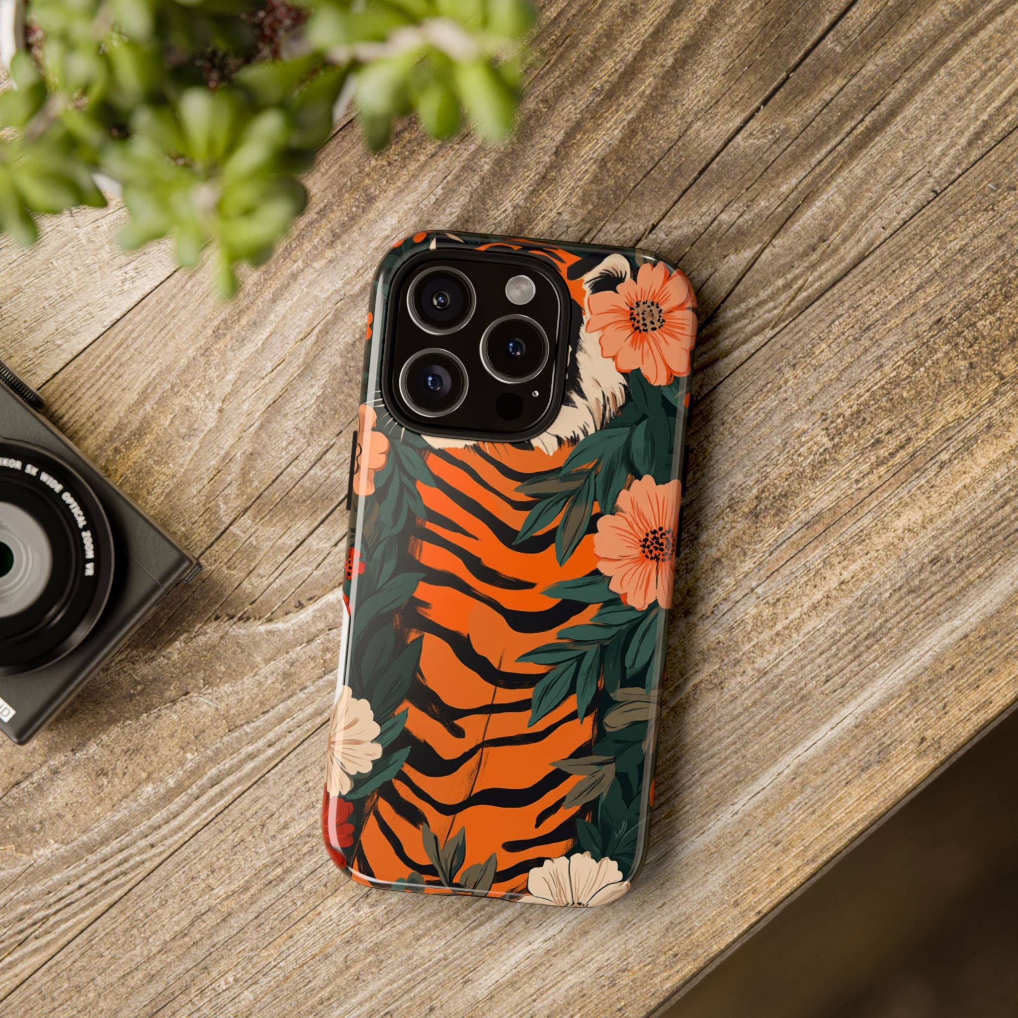 Tough Cases: Floral Tiger Phone Case