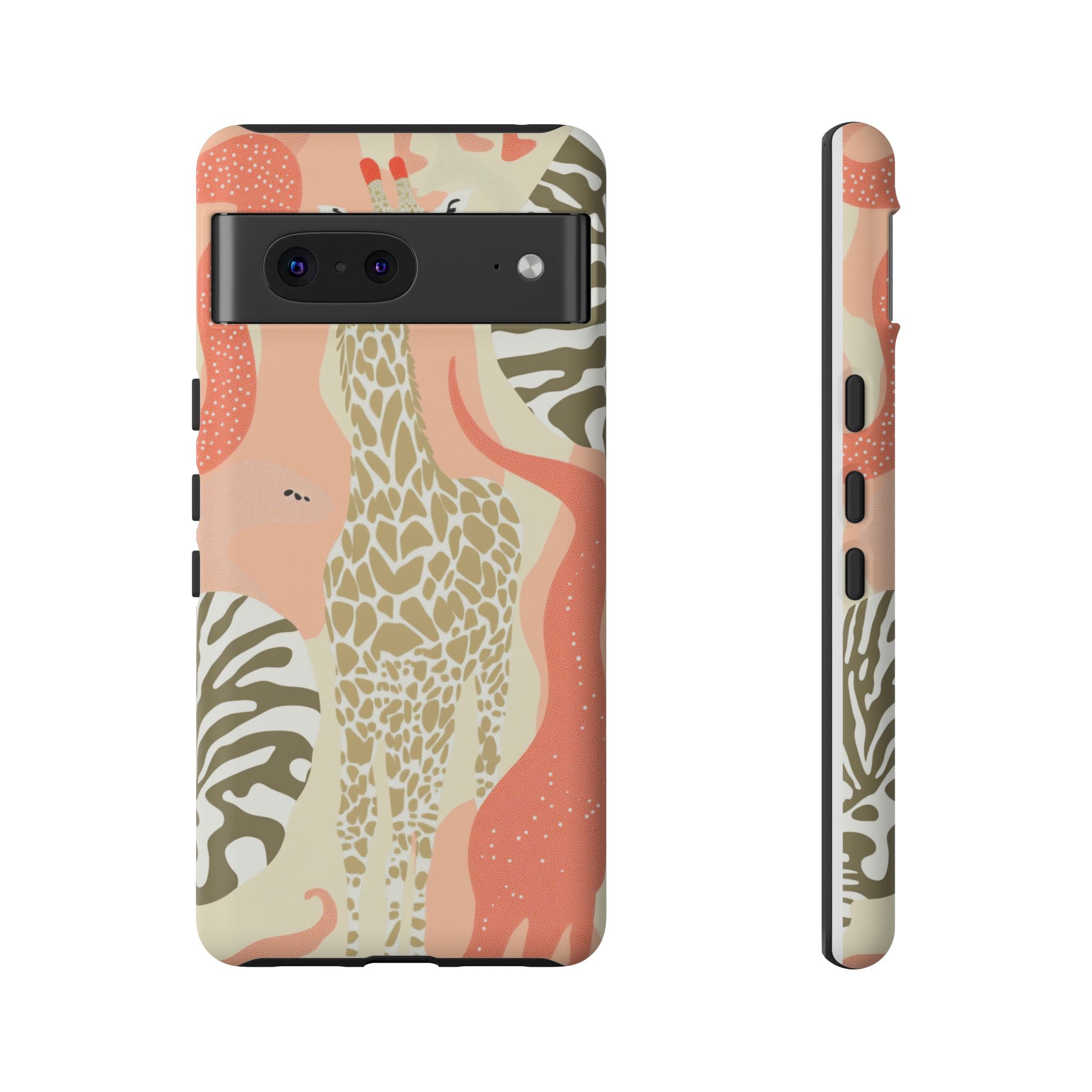 Stylish Phone Case with Giraffe and Abstract Design