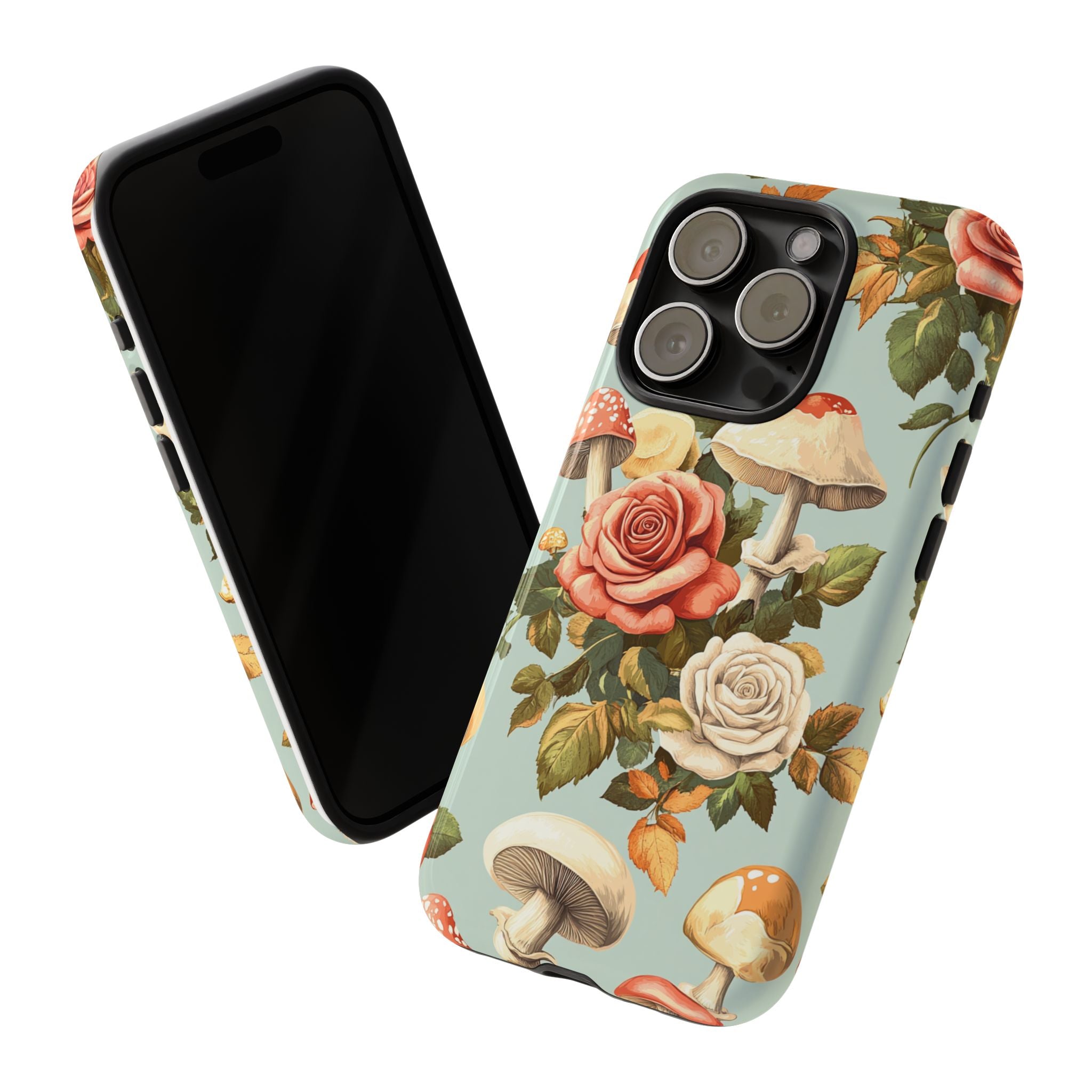 Floral Phone Case - Tough Cases with Mushroom and Rose