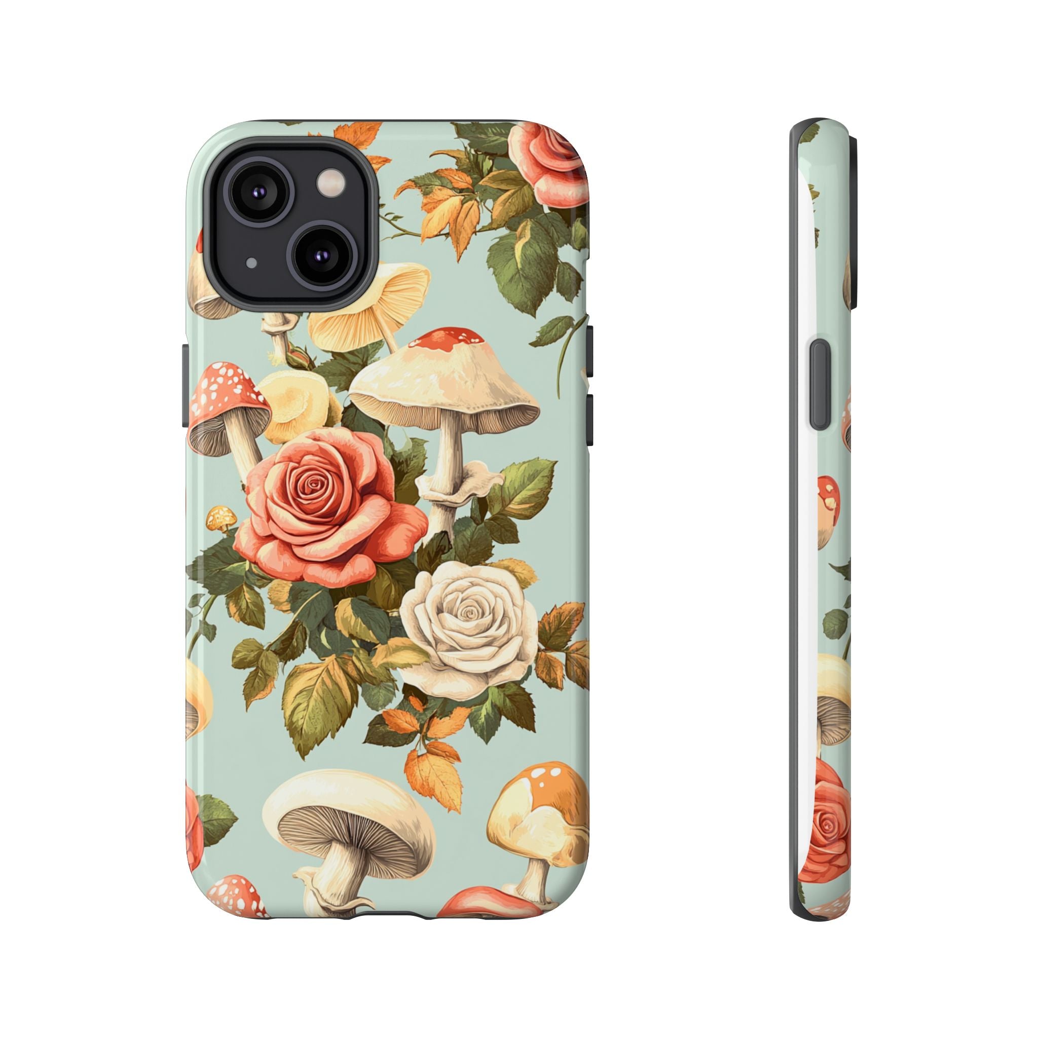 Floral Phone Case - Tough Cases with Mushroom and Rose