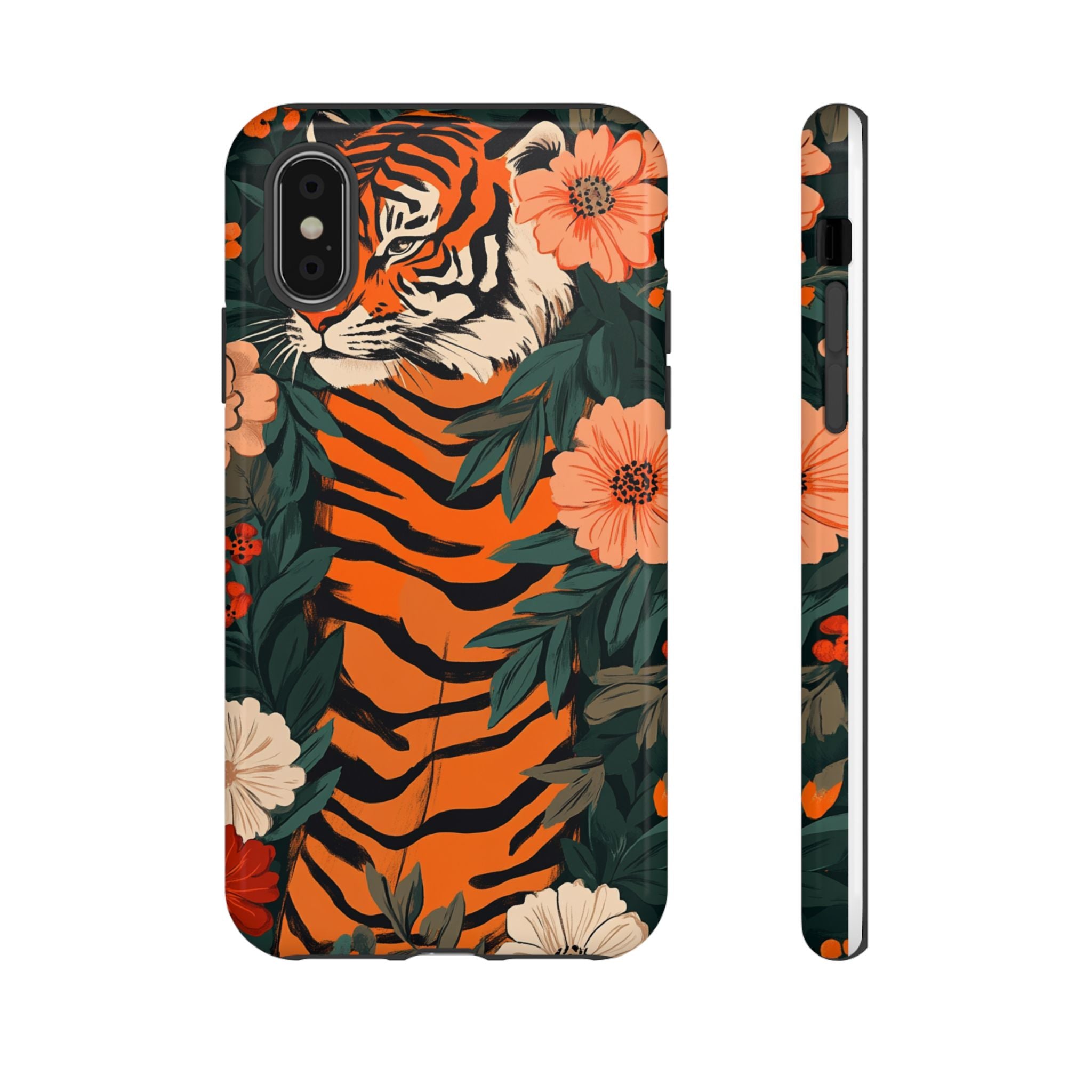 Tough Cases: Floral Tiger Phone Case