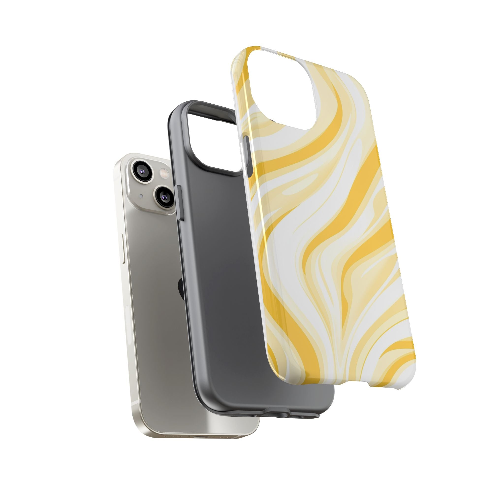 Stylish Phone Case with Yellow Marble Design