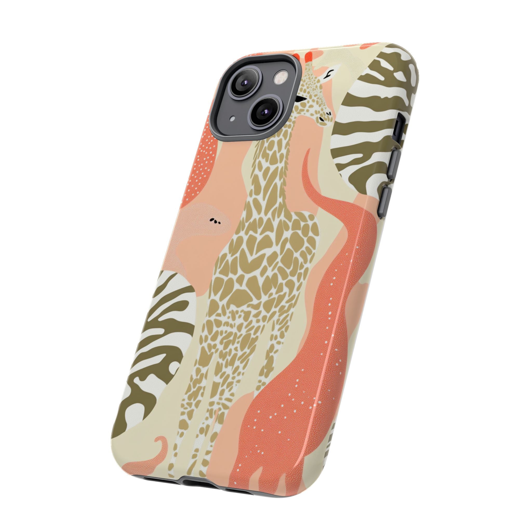 Stylish Phone Case with Giraffe and Abstract Design