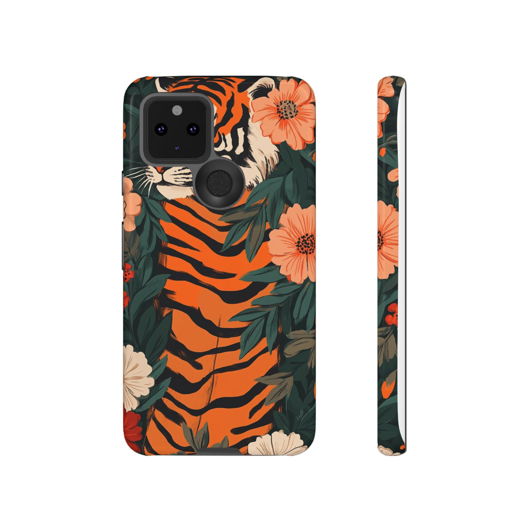 Tough Cases: Floral Tiger Phone Case