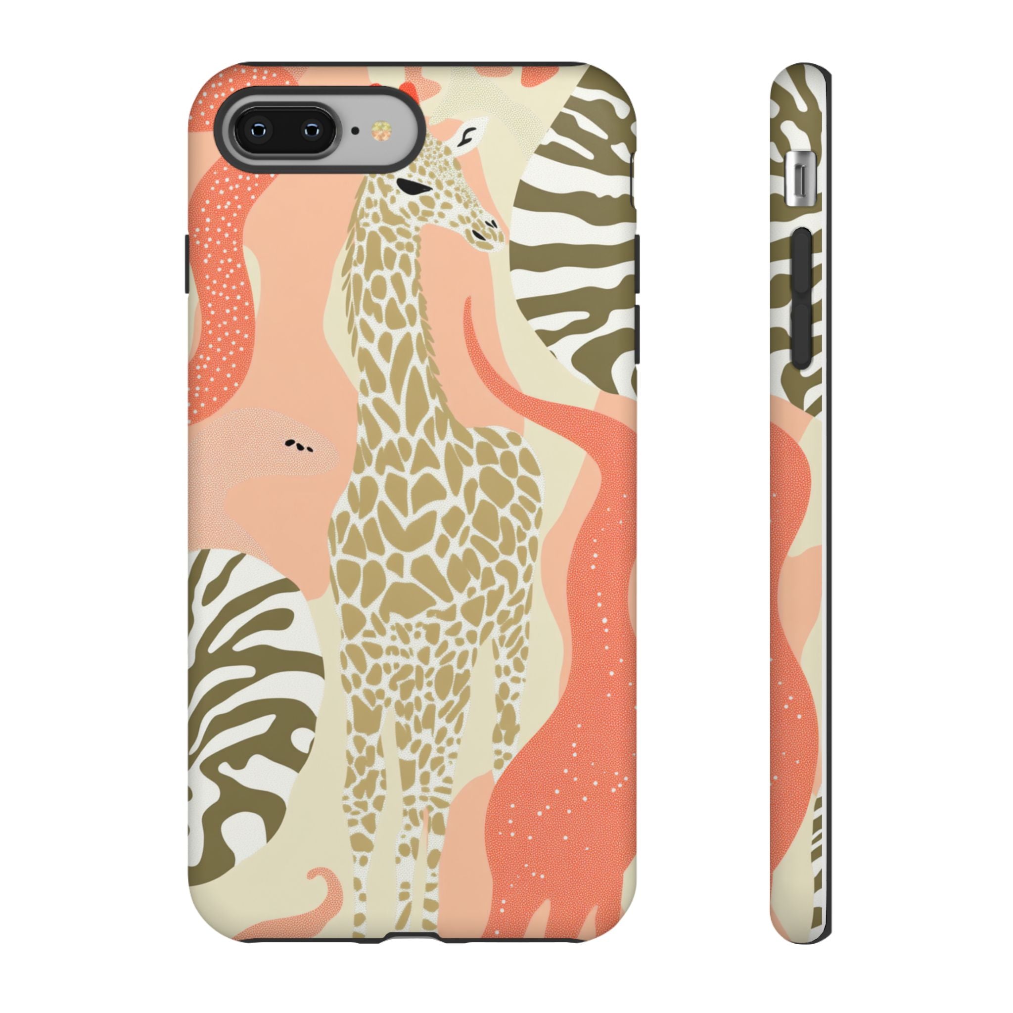 Stylish Phone Case with Giraffe and Abstract Design