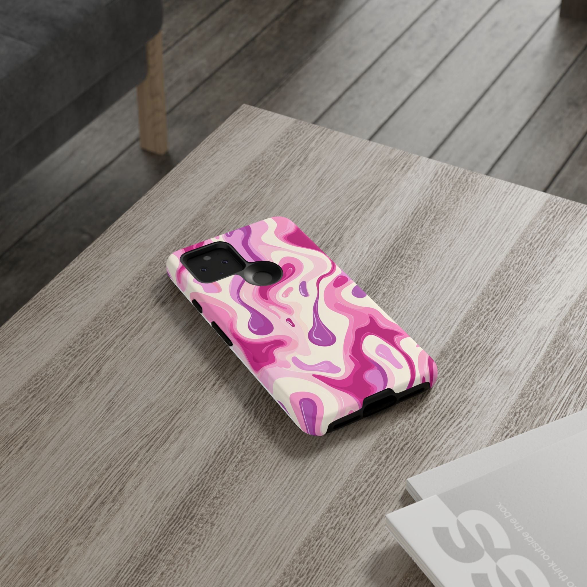 Colorful Phone Case with Abstract Pink Design