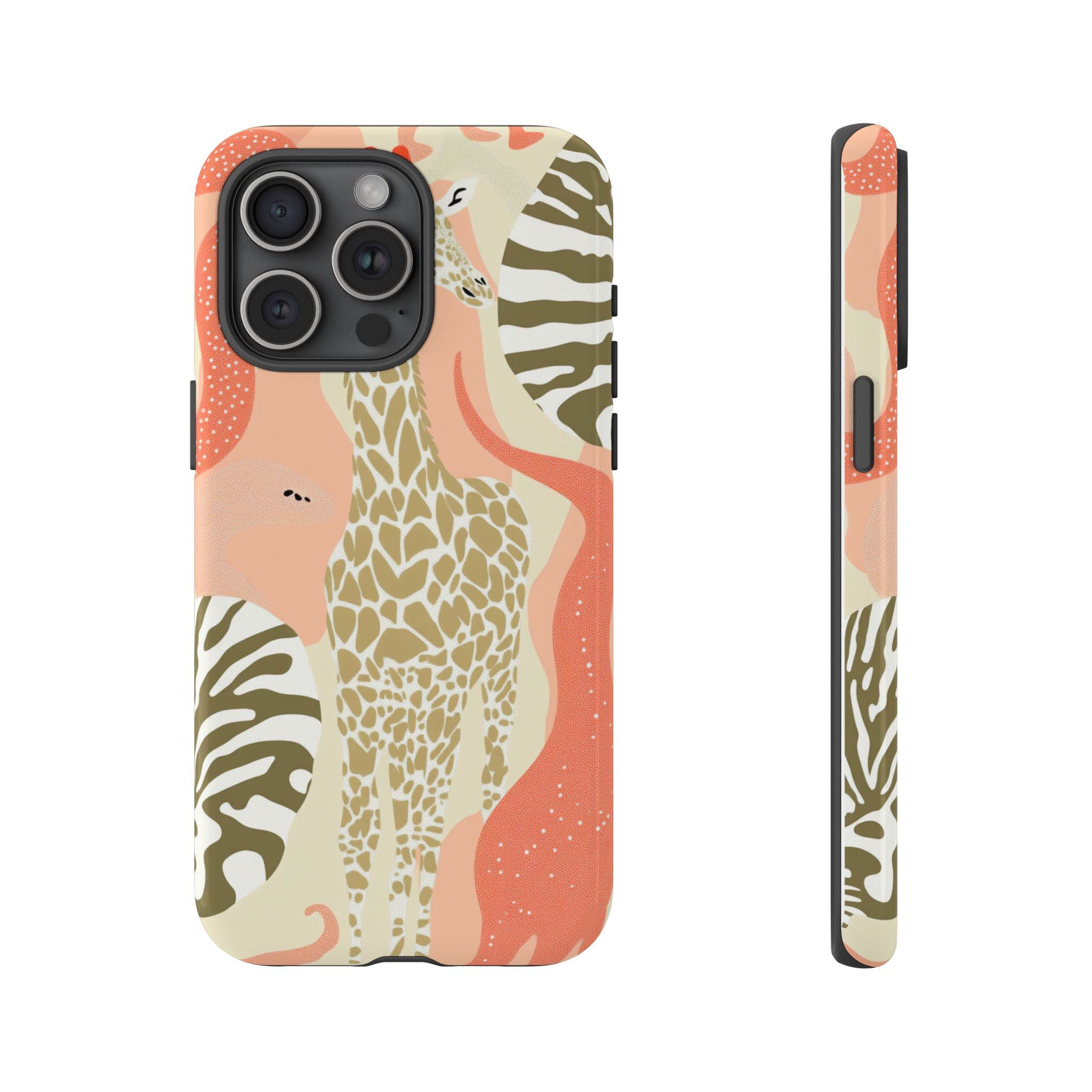 Stylish Phone Case with Giraffe and Abstract Design