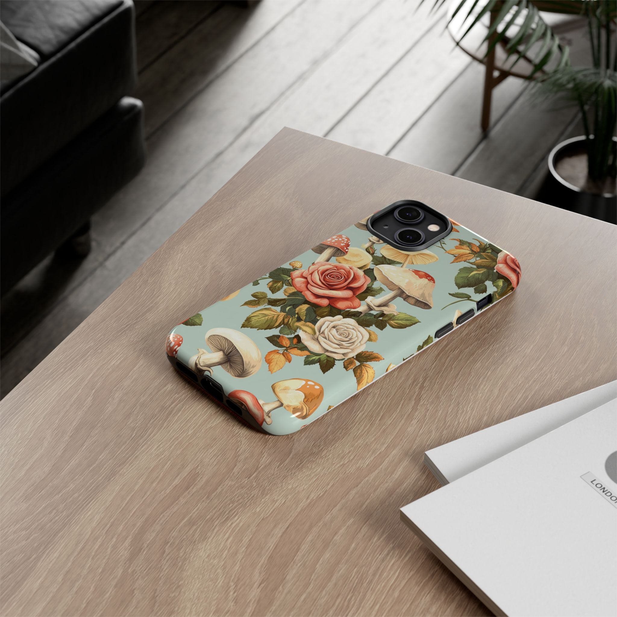 Floral Phone Case - Tough Cases with Mushroom and Rose