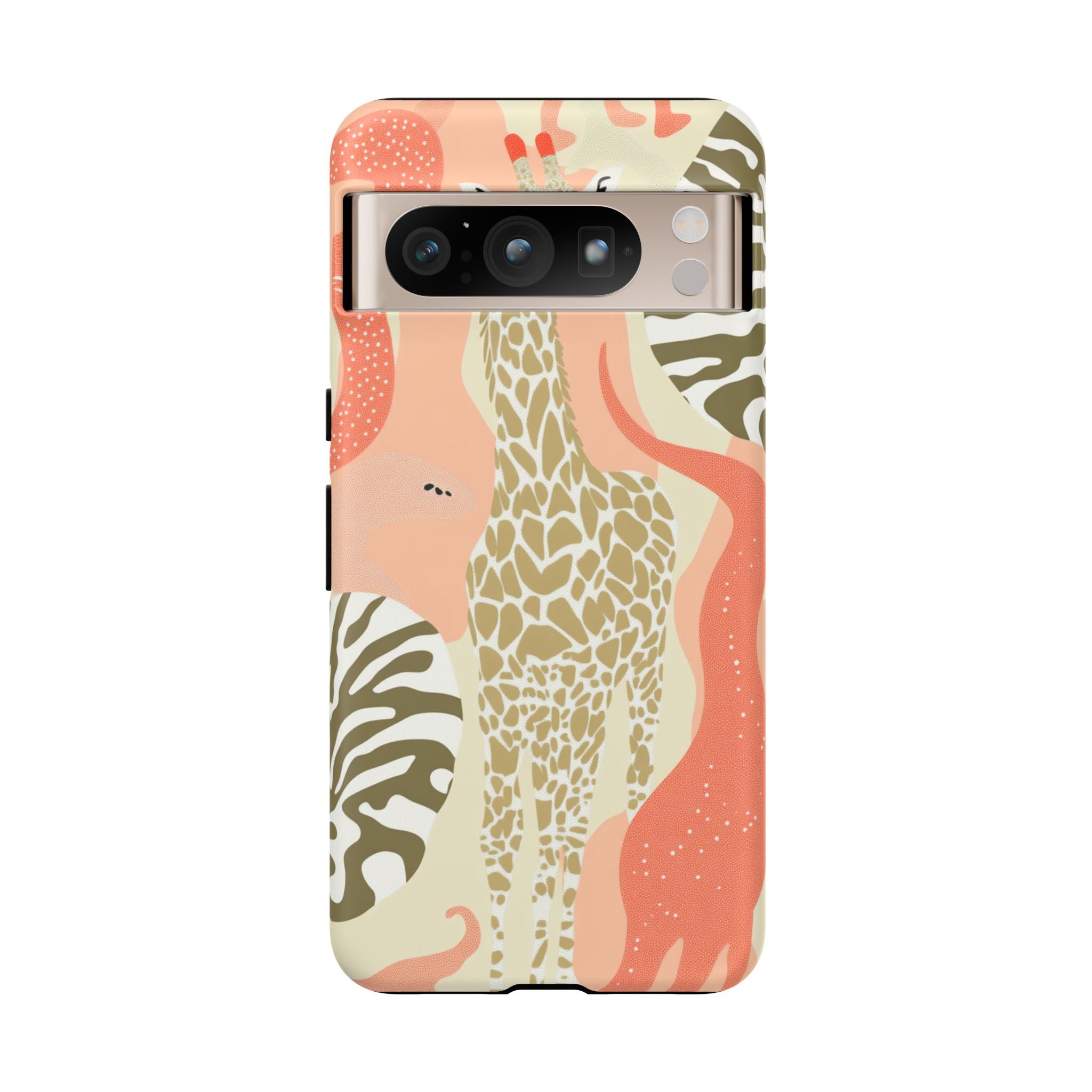 Stylish Phone Case with Giraffe and Abstract Design