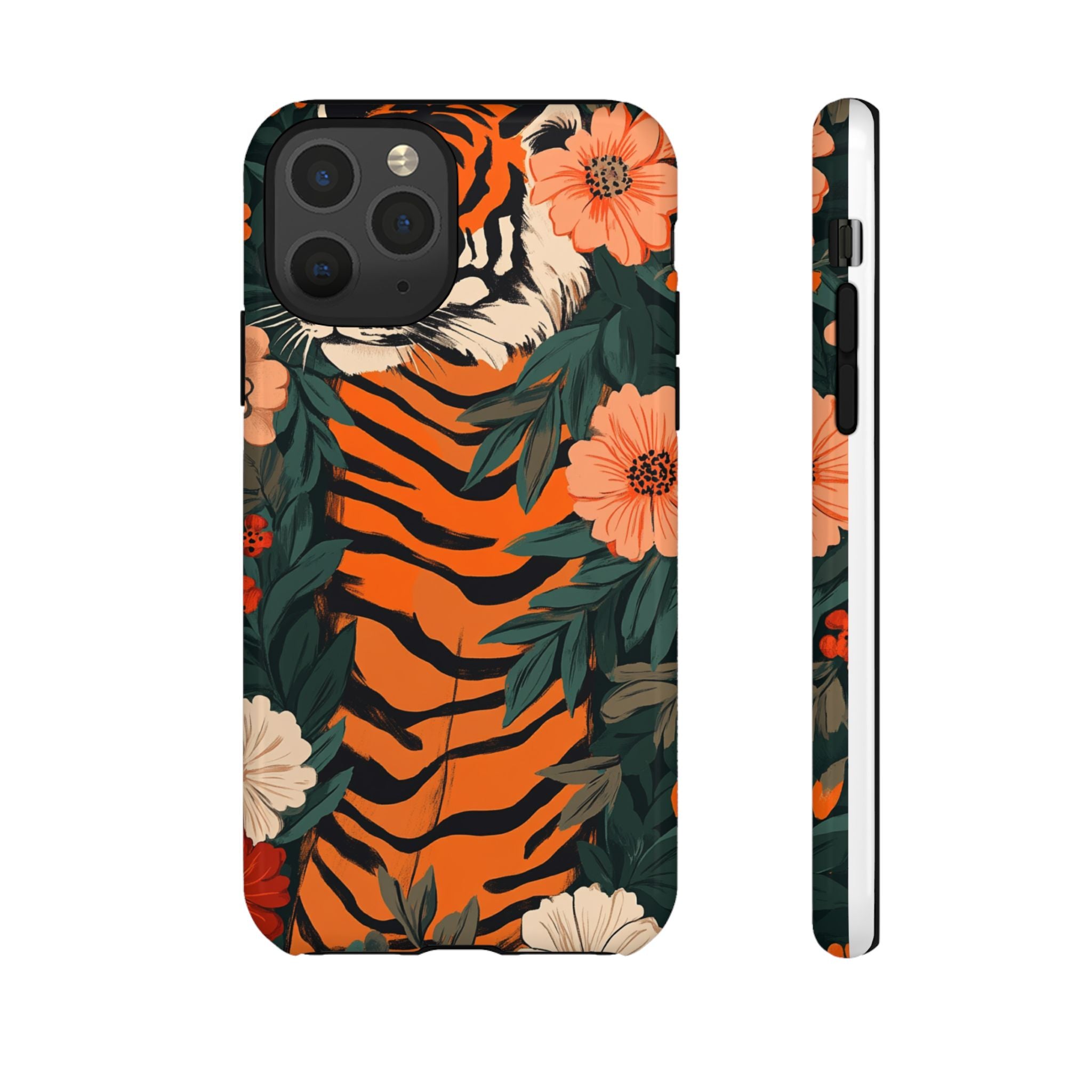 Tough Cases: Floral Tiger Phone Case