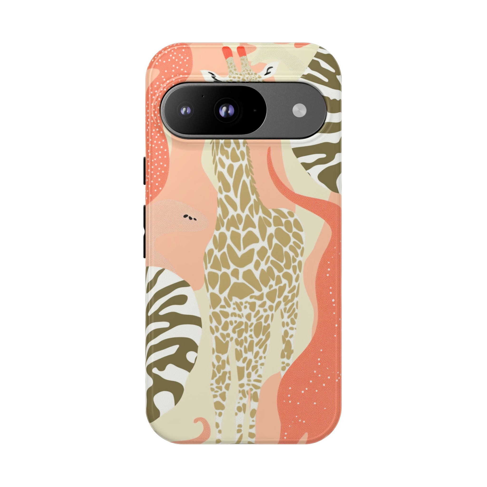 Stylish Phone Case with Giraffe and Abstract Design