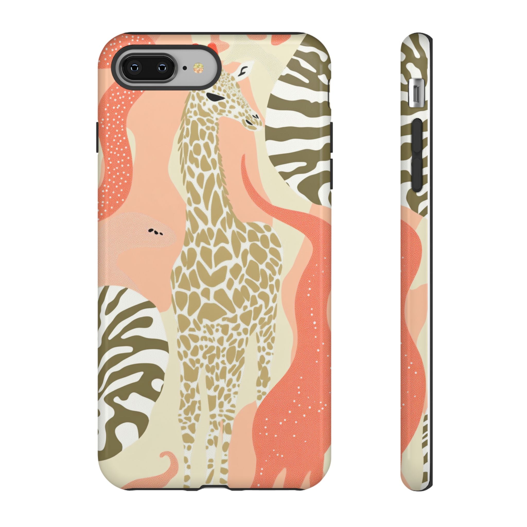 Stylish Phone Case with Giraffe and Abstract Design