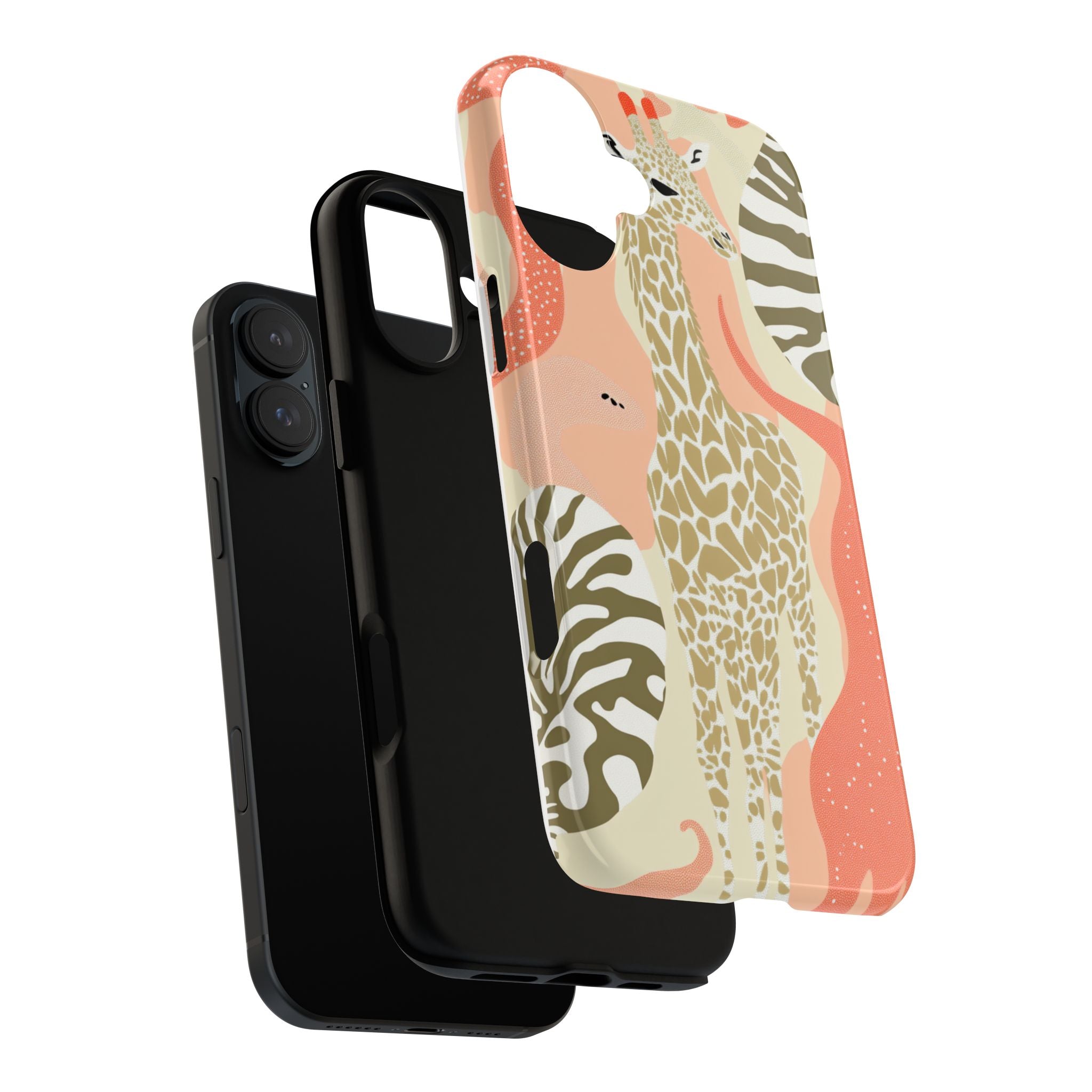 Stylish Phone Case with Giraffe and Abstract Design