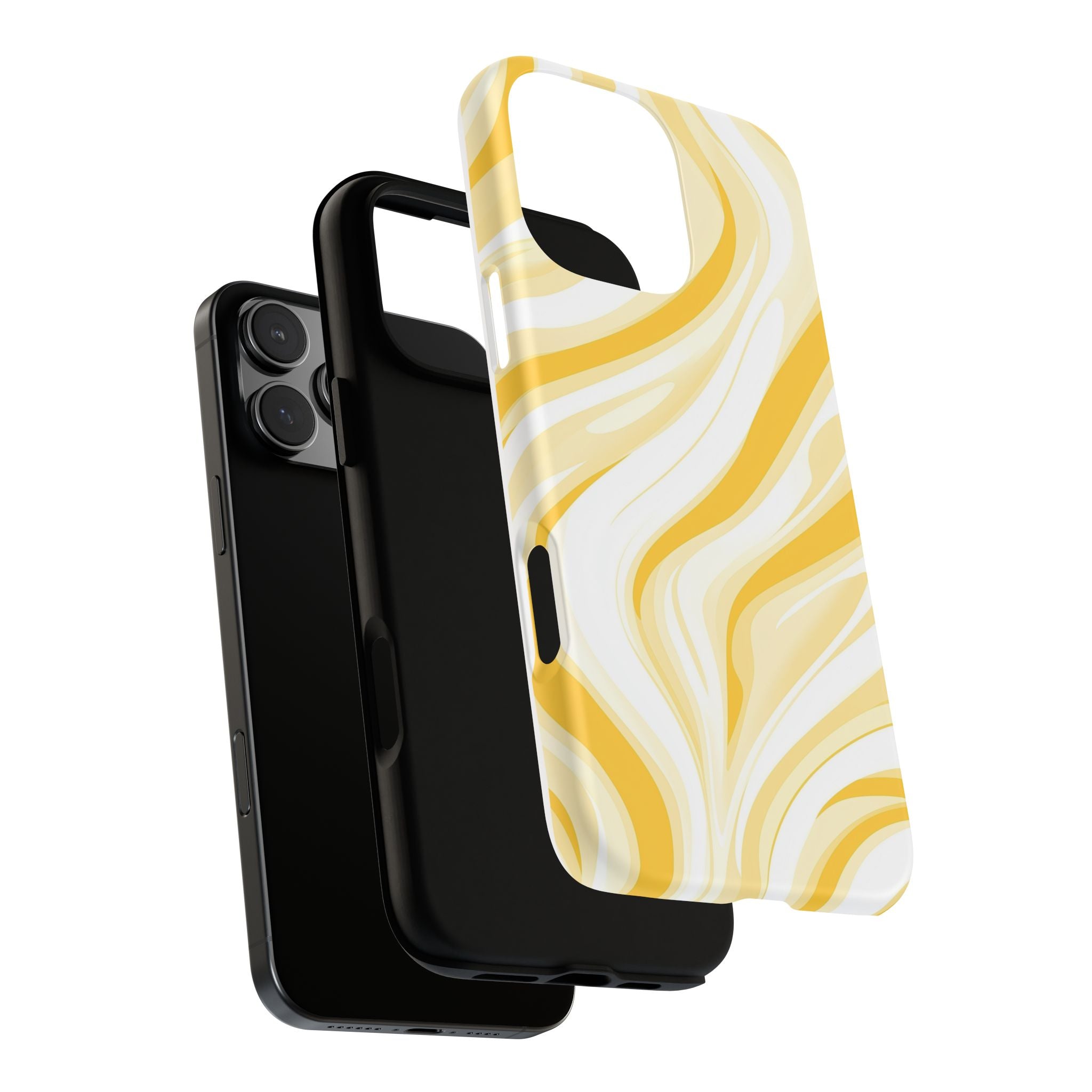 Stylish Phone Case with Yellow Marble Design